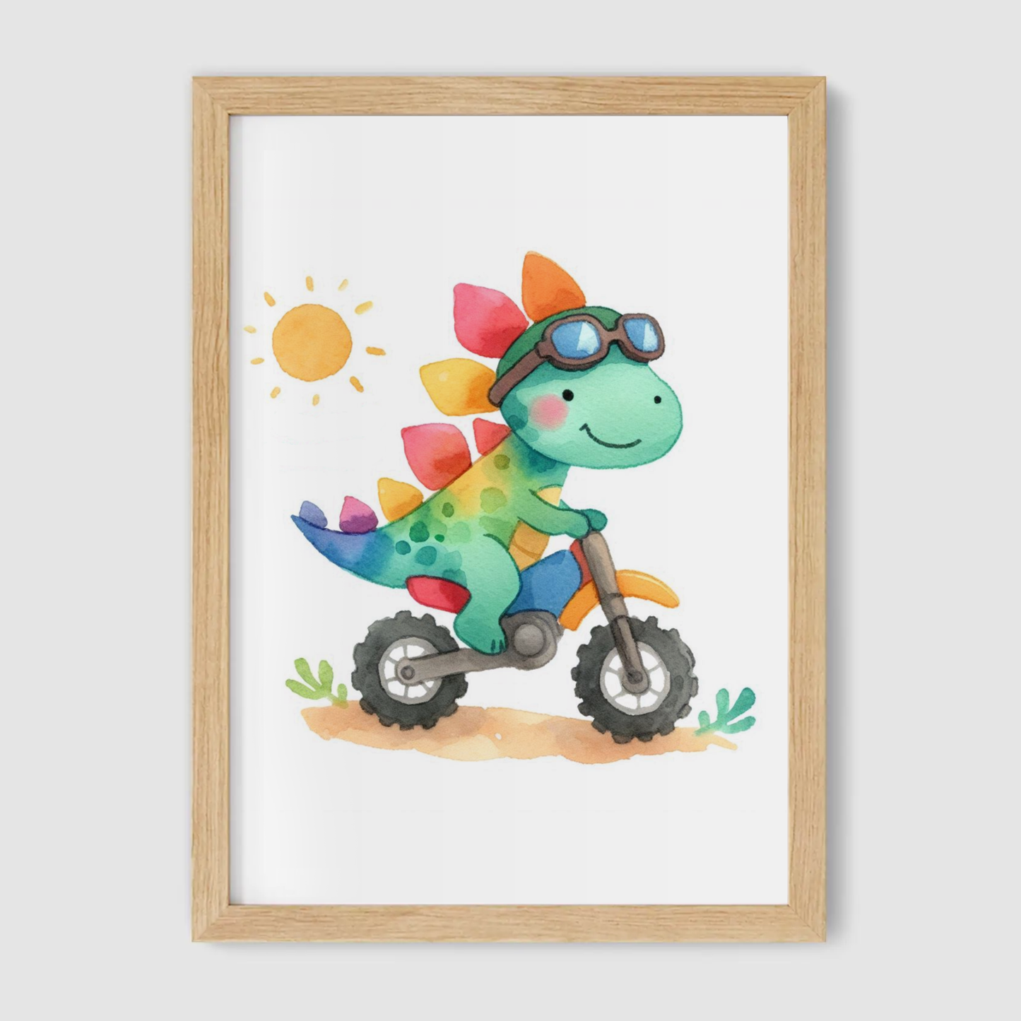 Stegosaurus Biker Print - Animal Motorbike Nursery Collection