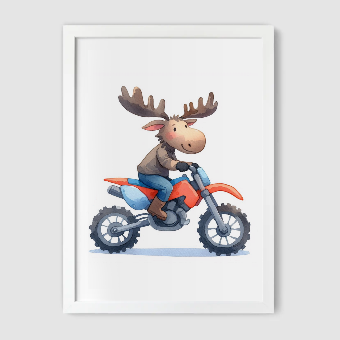 Moose Biker Print - Animal Motorbike Nursery Collection