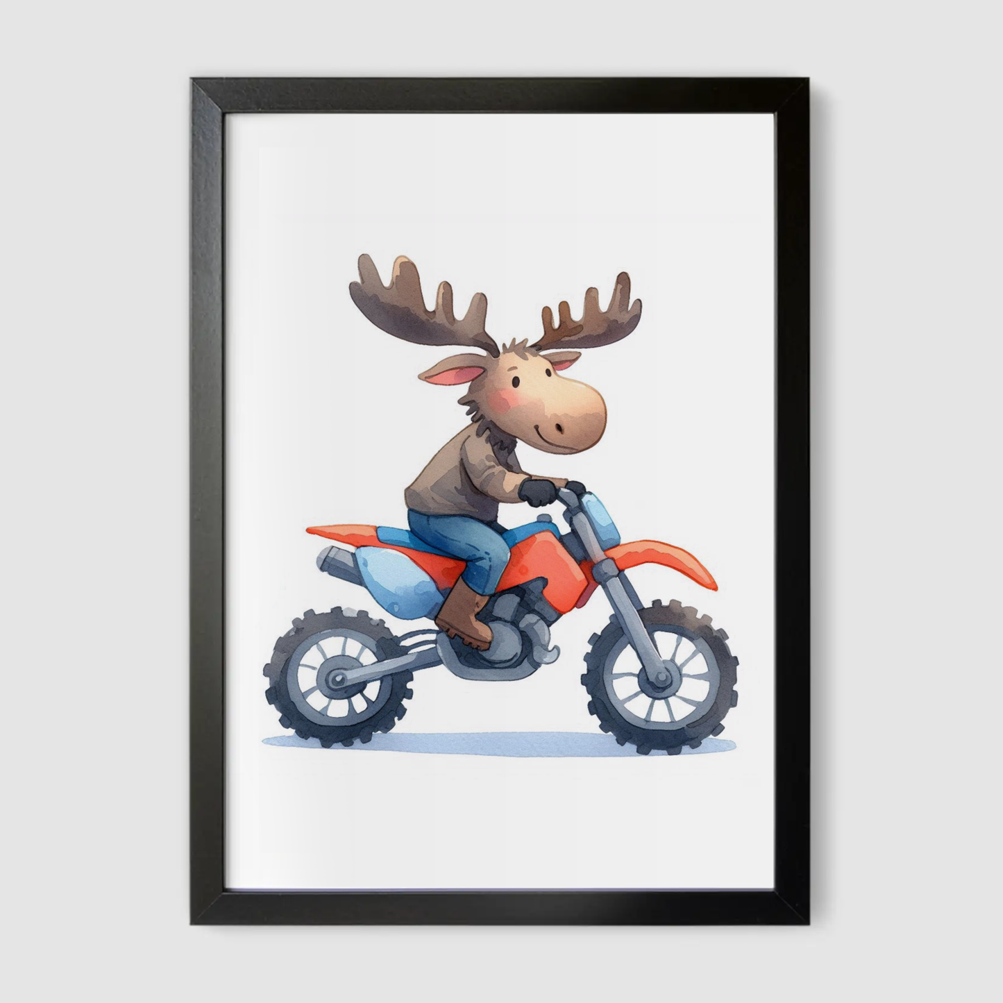 Moose Biker Print - Animal Motorbike Nursery Collection