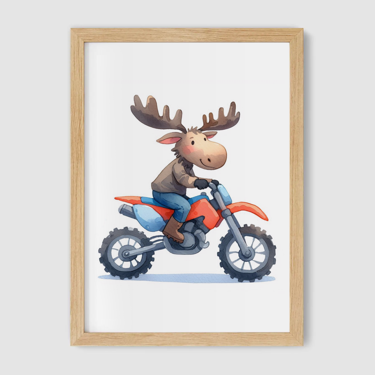 Moose Biker Print - Animal Motorbike Nursery Collection