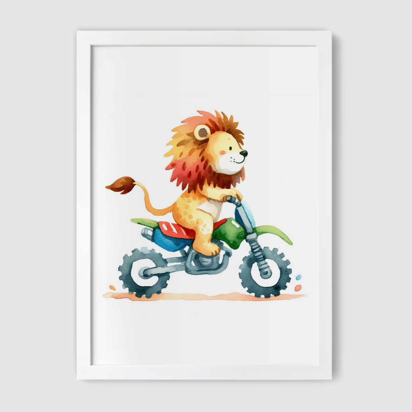 Lion Biker Print - Animal Motorbike Nursery Collection