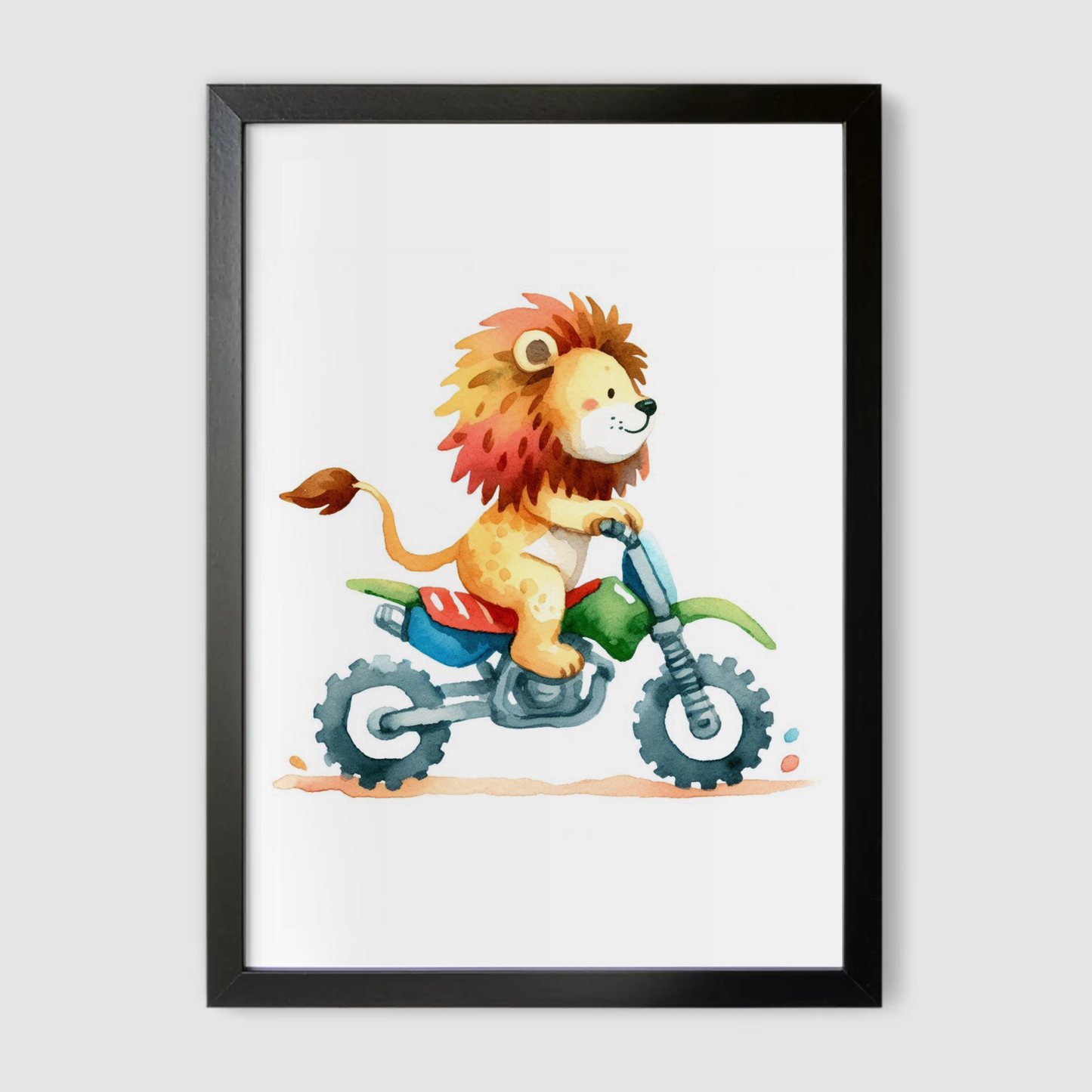 Lion Biker Print - Animal Motorbike Nursery Collection