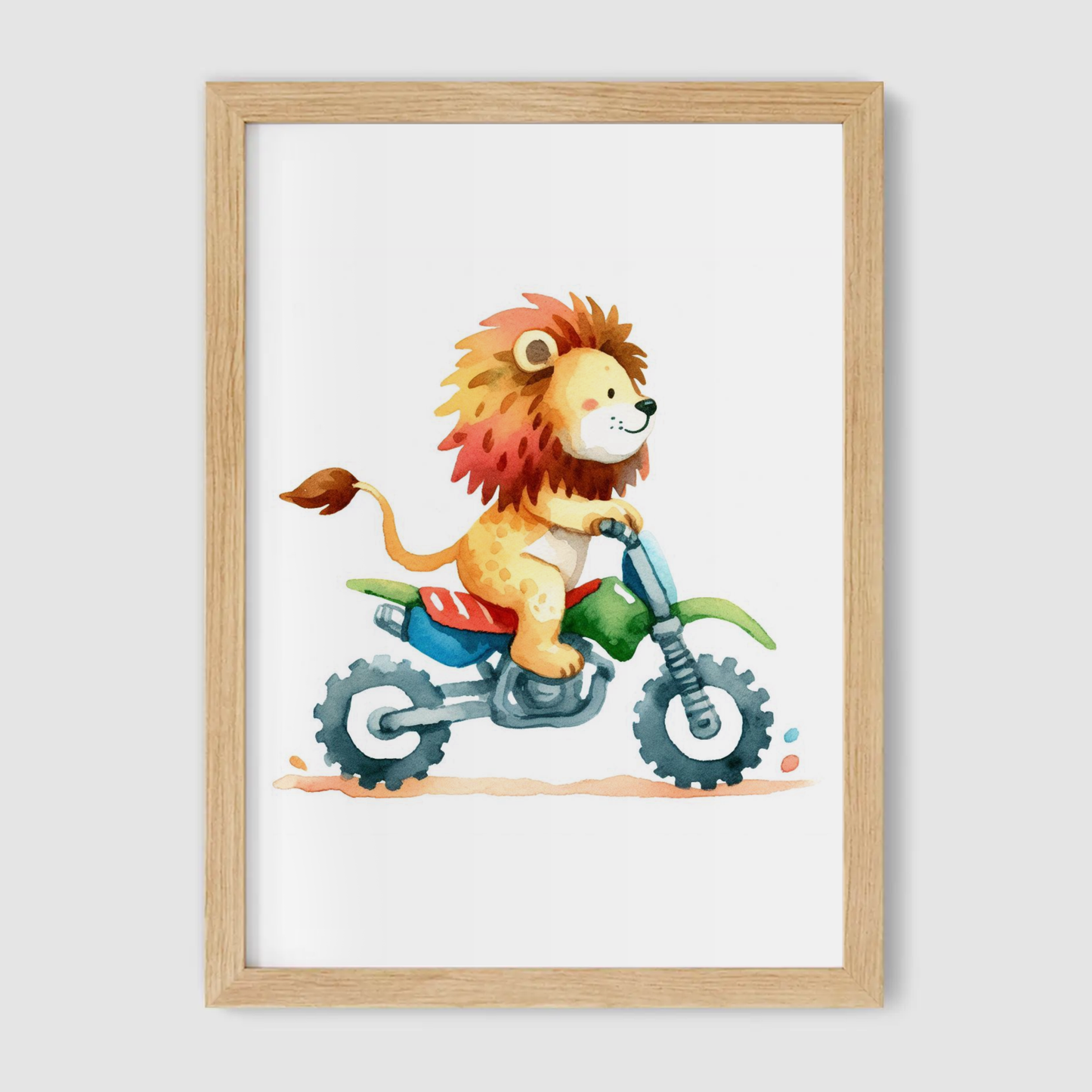 Lion Biker Print - Animal Motorbike Nursery Collection