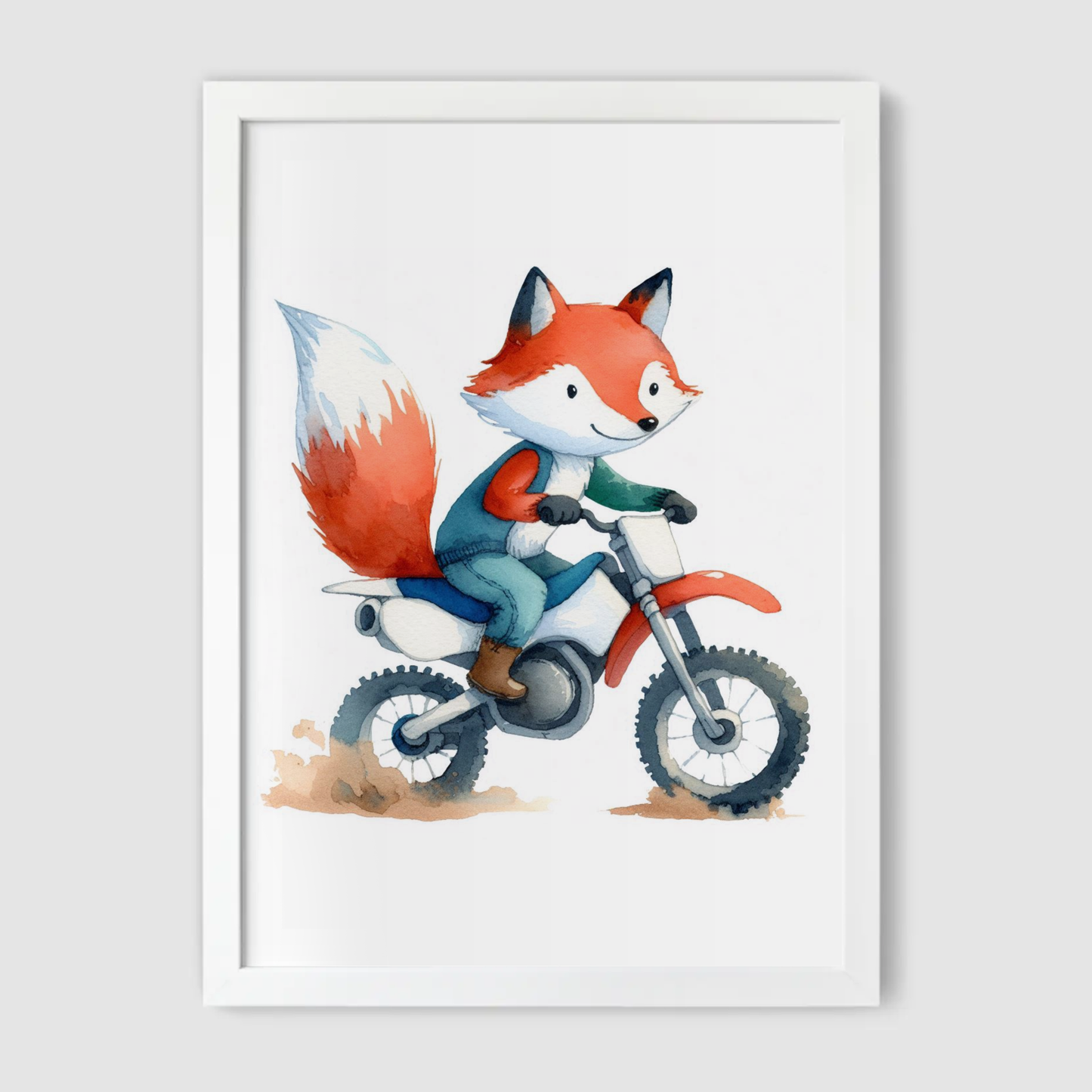 Fox Biker Print - Animal Motorbike Nursery Collection