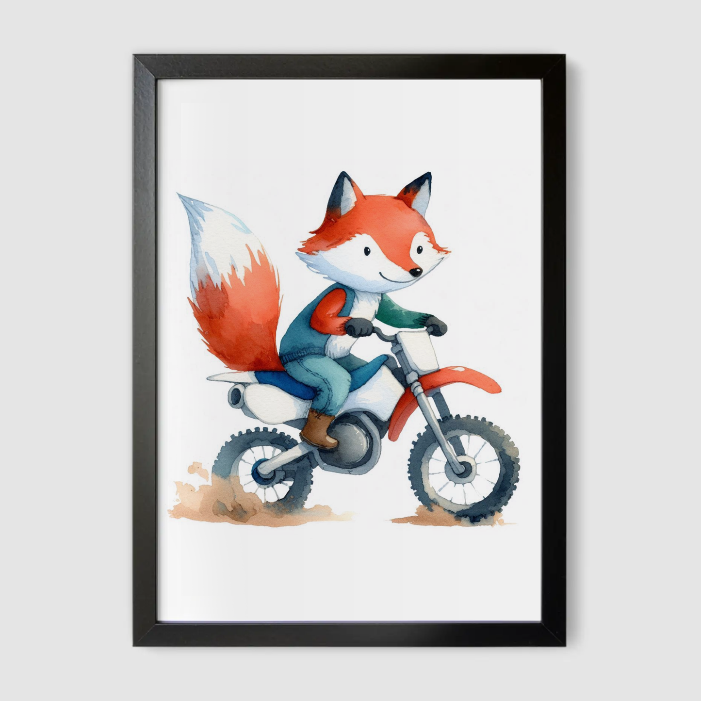 Fox Biker Print - Animal Motorbike Nursery Collection