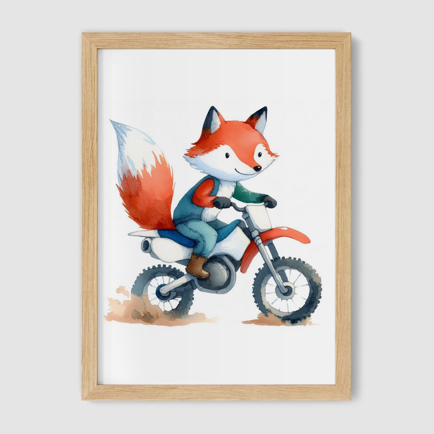 Fox Biker Print - Animal Motorbike Nursery Collection