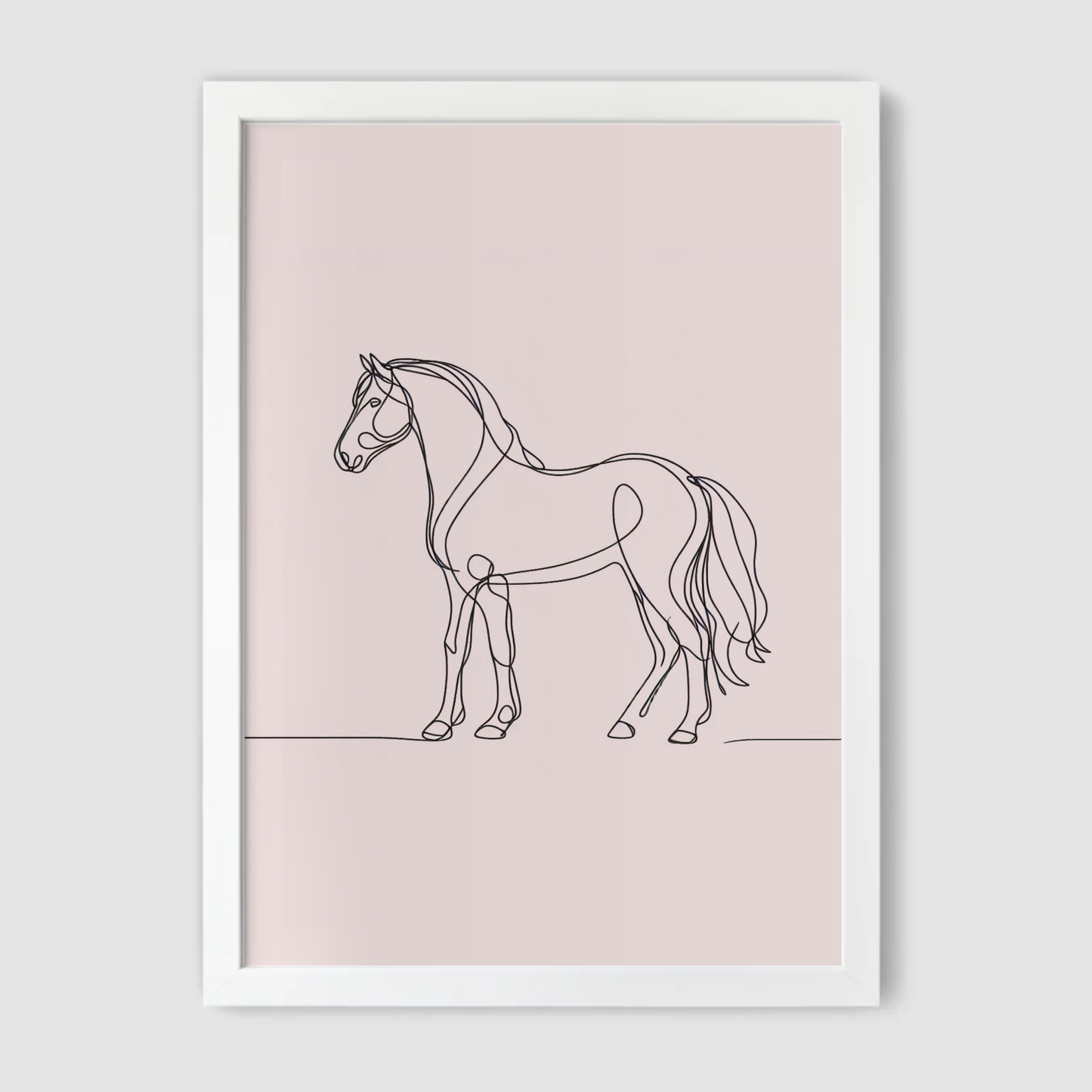 Pink Horse Line Drawing Print - Horse & Pony Collection