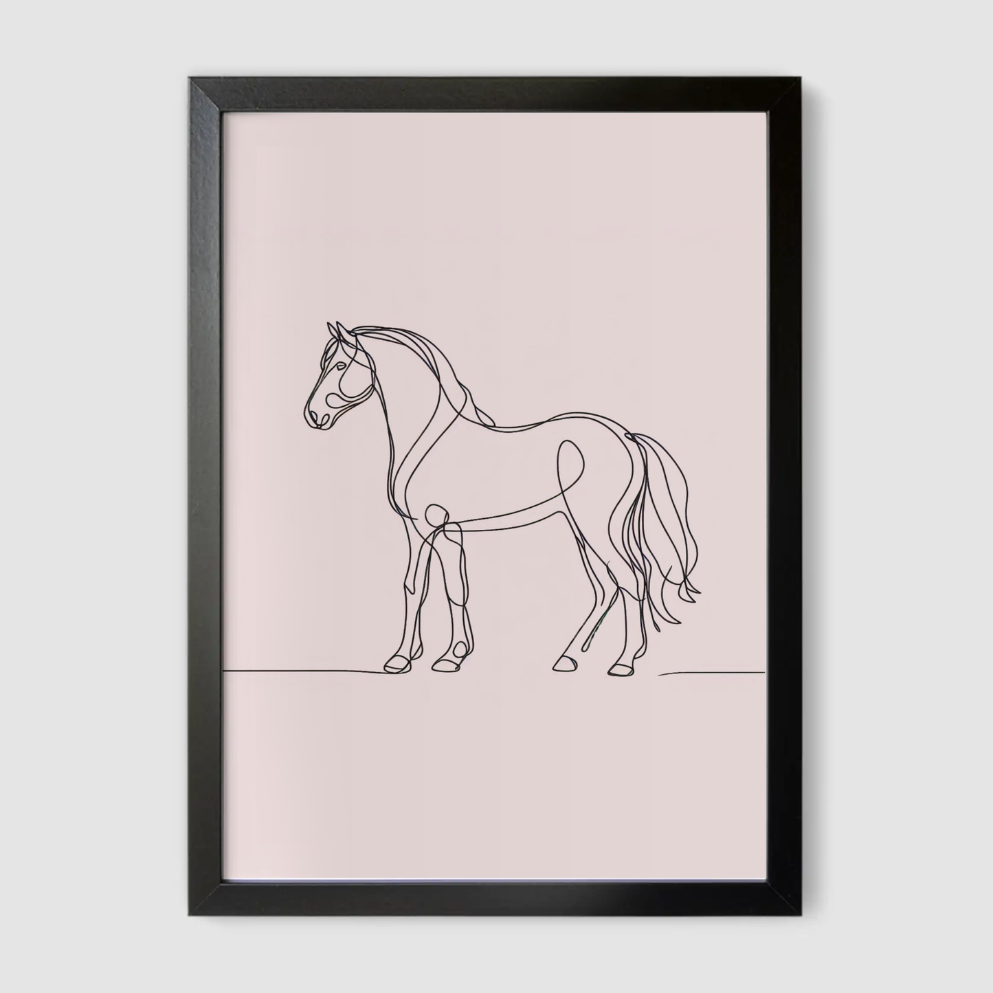 Pink Horse Line Drawing Print - Horse & Pony Collection