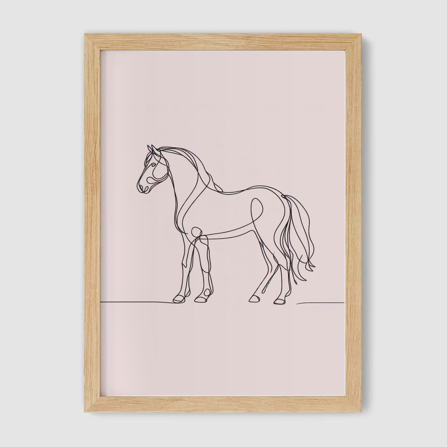 Pink Horse Line Drawing Print - Horse & Pony Collection
