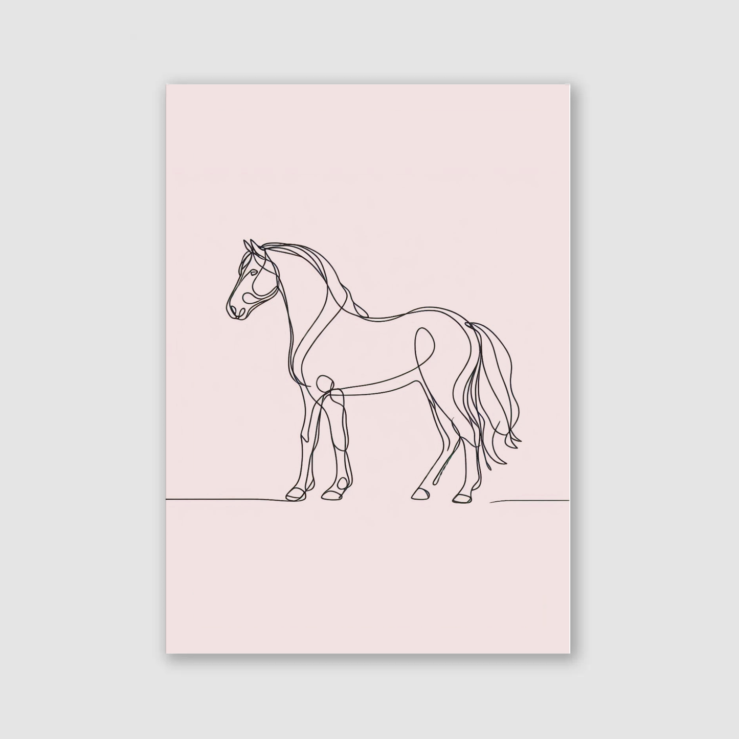 Pink Horse Line Drawing Print - Horse & Pony Collection