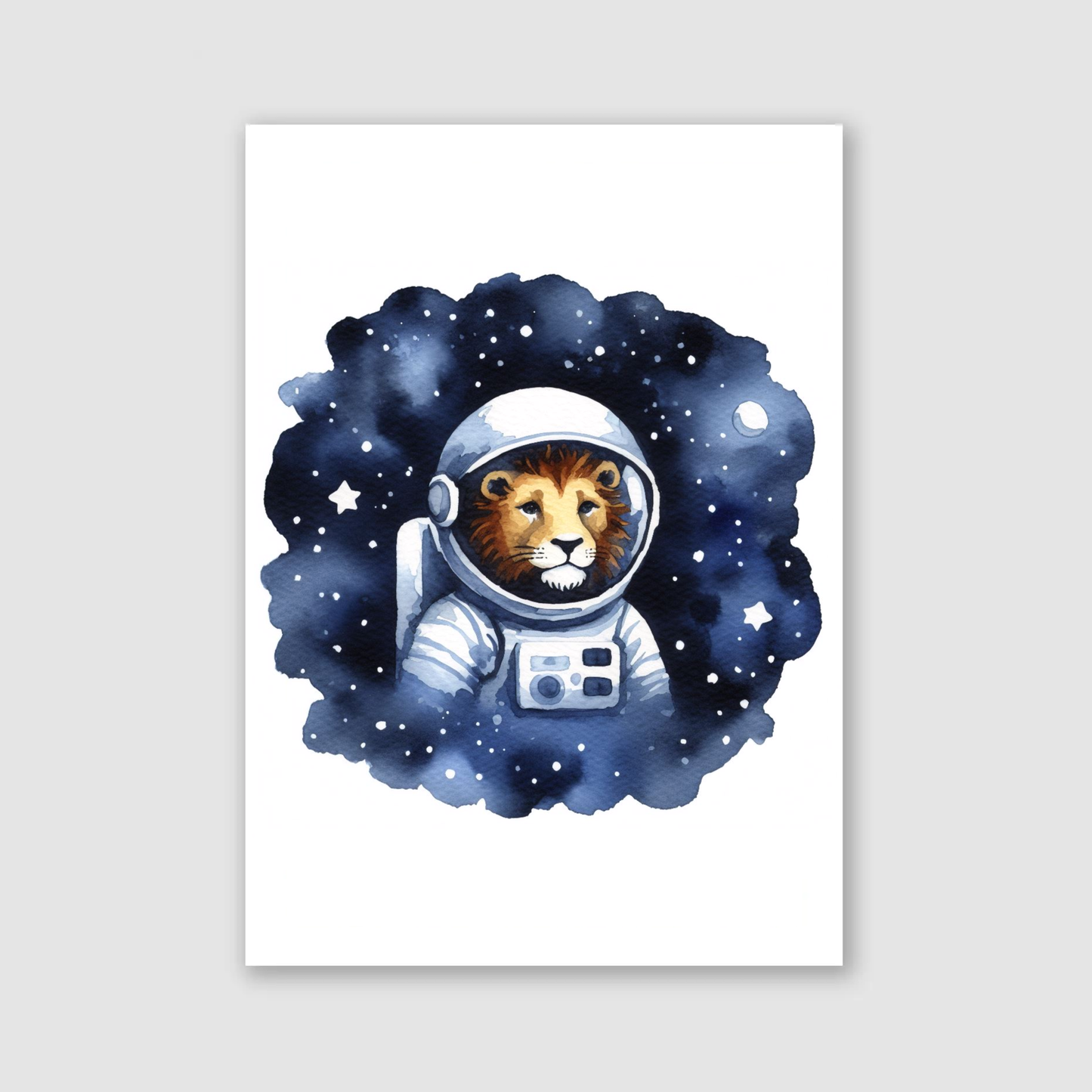 Lion Spaceman Print - Nursery Space Collection