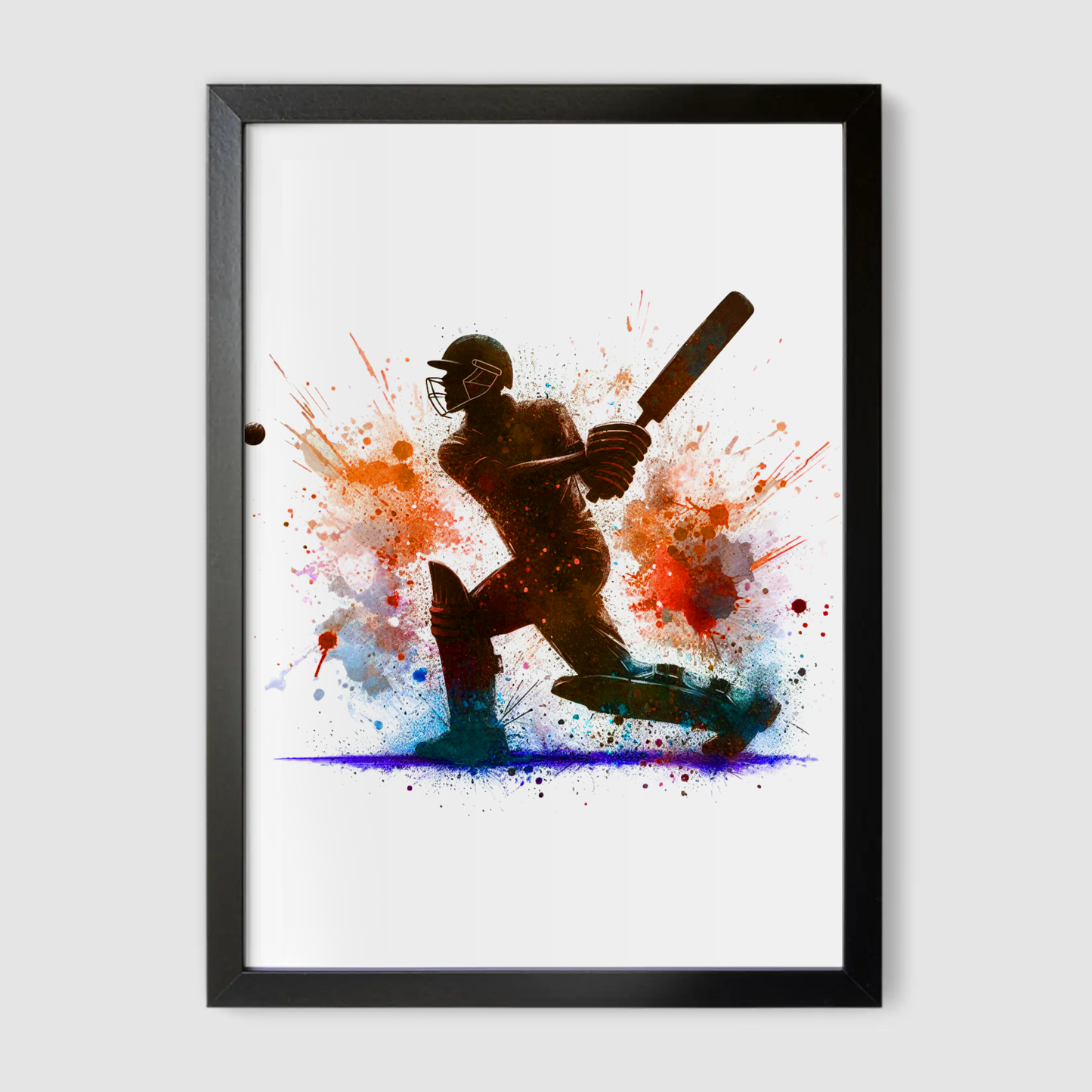Orange Cricket Batsman Print - Cricket Collection