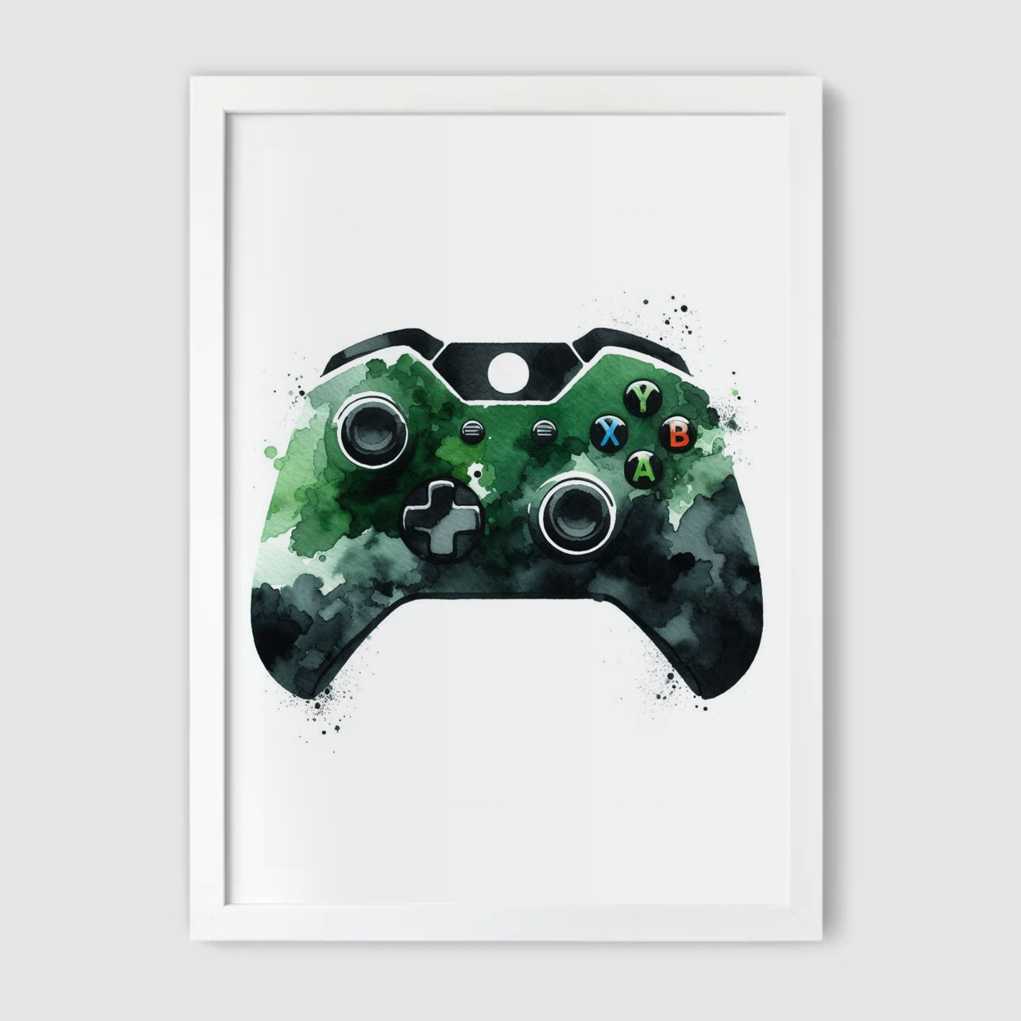 Green & Black Controller Art Print - Gaming Collection