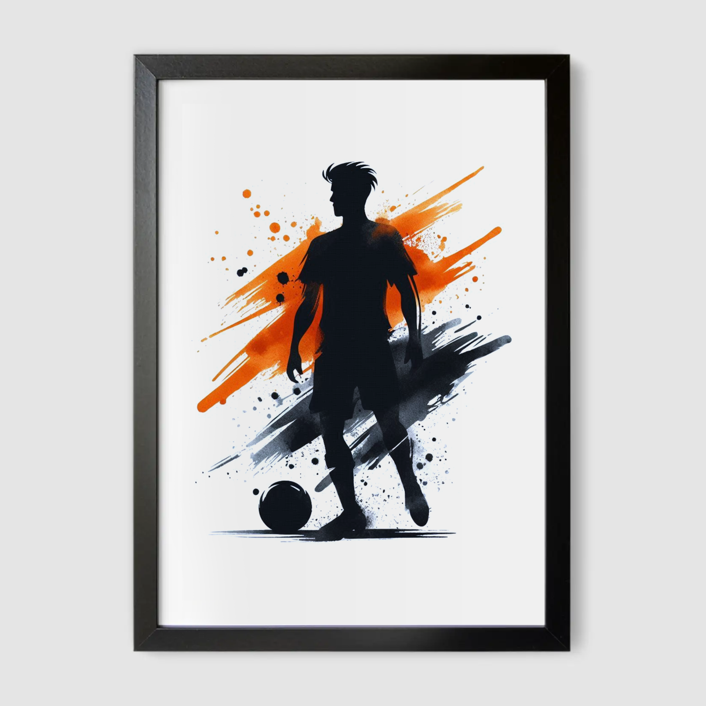 Orange & Black Footballer Art Print - Football Collection