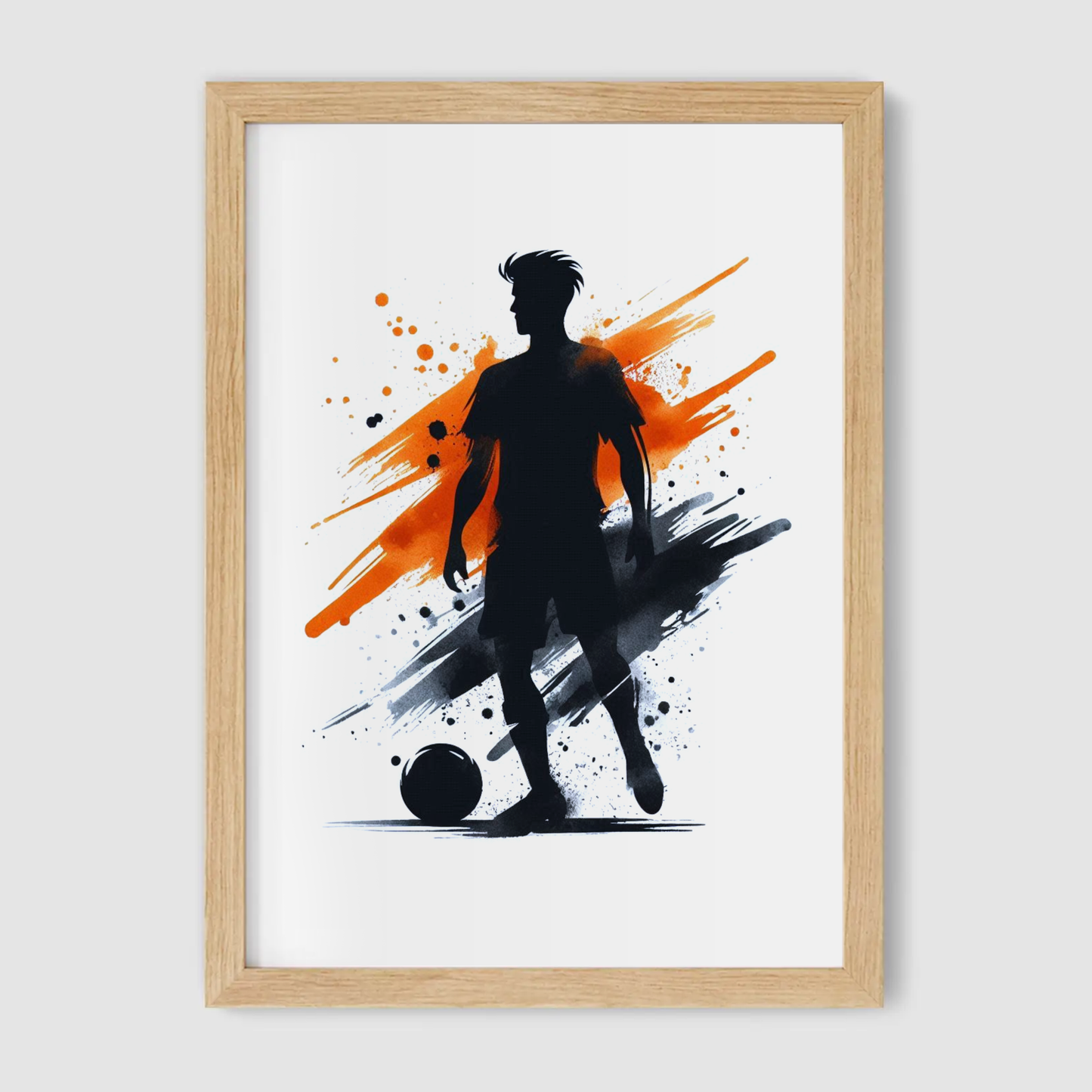 Orange & Black Footballer Art Print - Football Collection