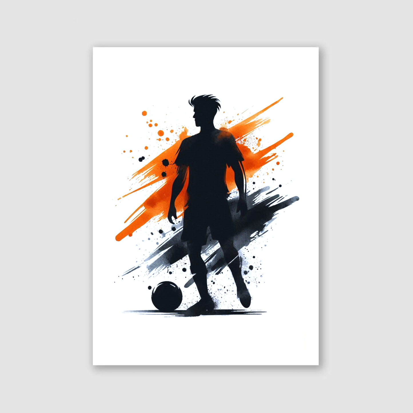 Orange & Black Footballer Art Print - Football Collection