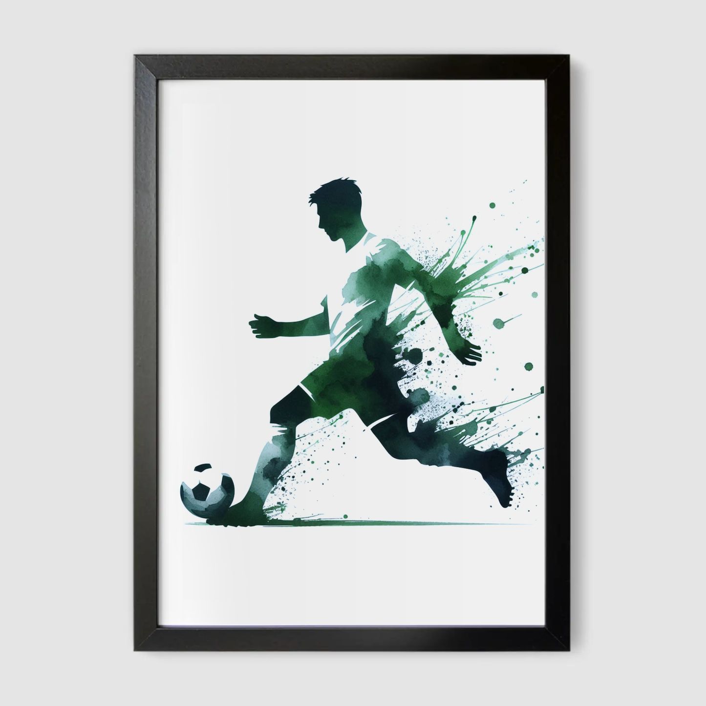 Green & White Footballer Art Print - Football Collection