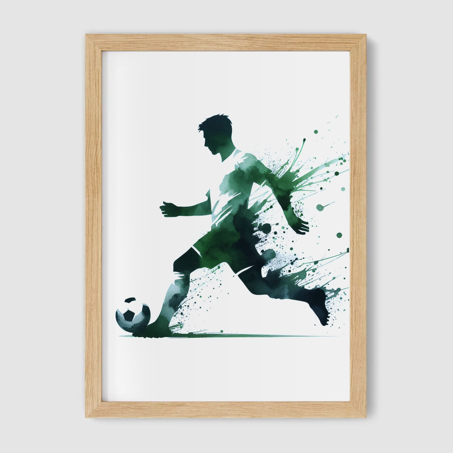 Green & White Footballer Art Print - Football Collection