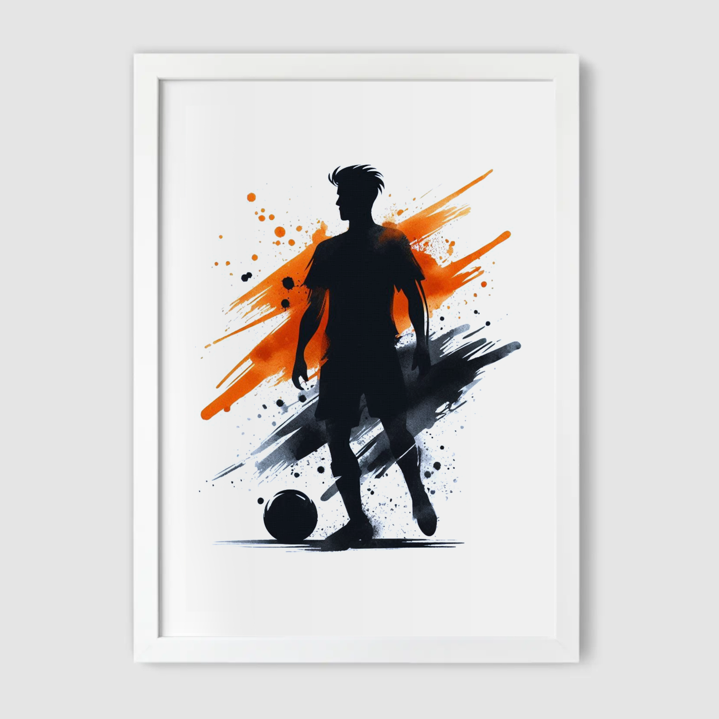 Orange & Black Footballer Art Print - Football Collection