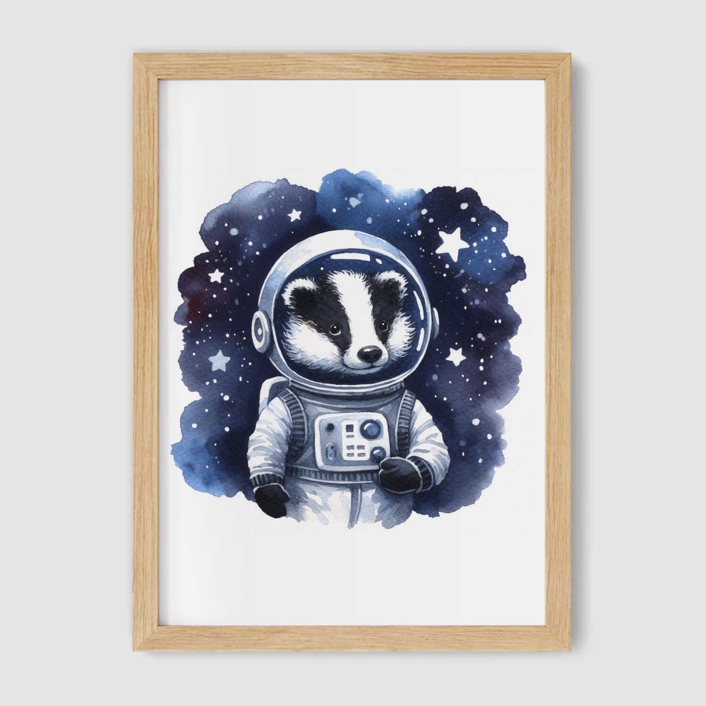 Badger Spaceman Print - Nursery Space Collection