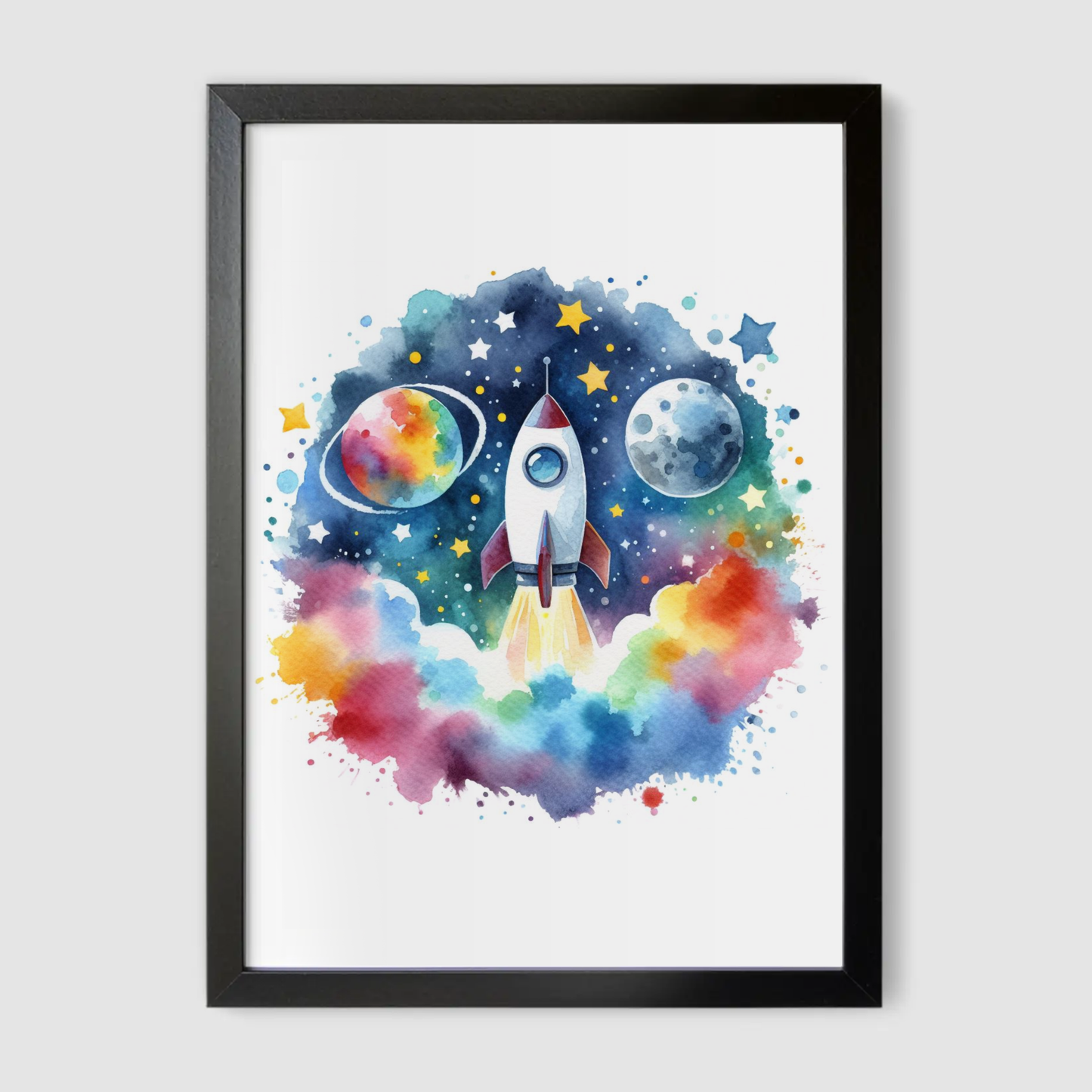 Colourful Rocket Print - Nursery Space Collection