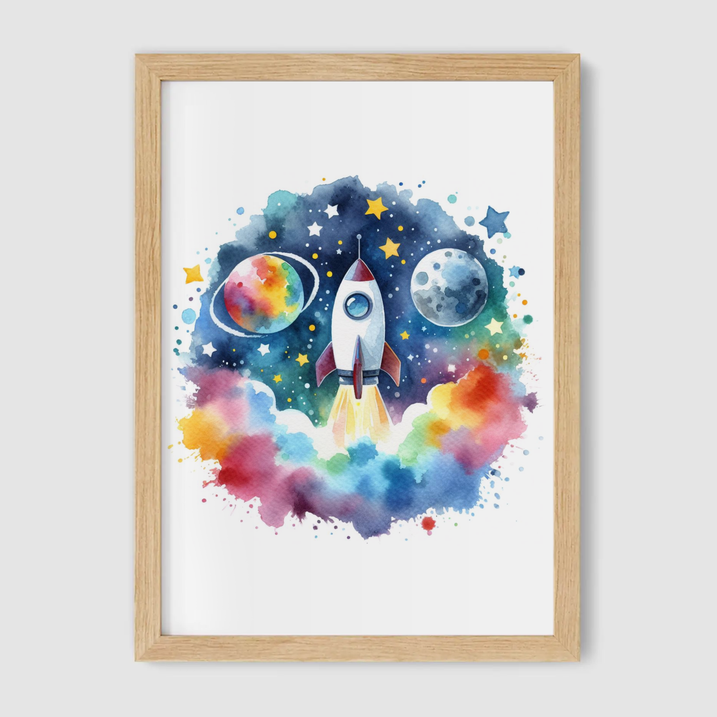 Colourful Rocket Print - Nursery Space Collection