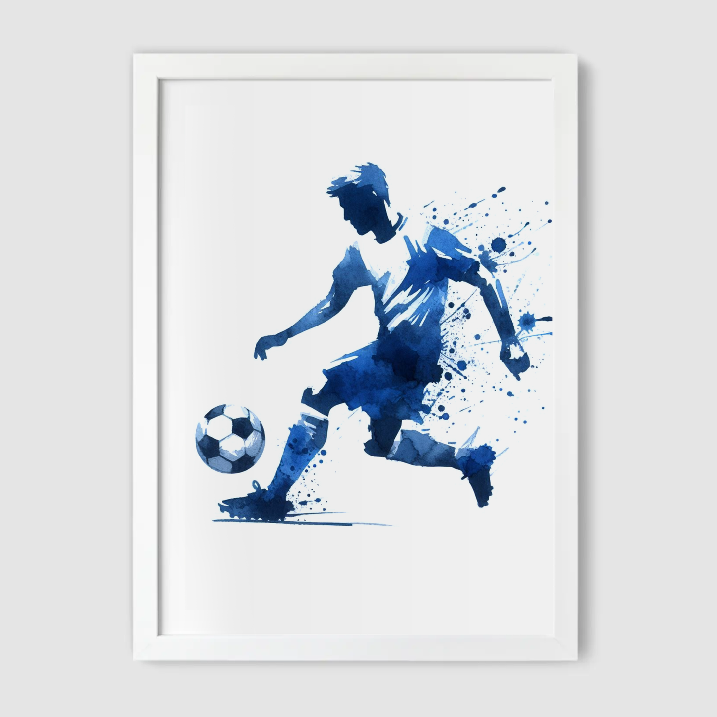 Blue & White Footballer Print - Football Collection