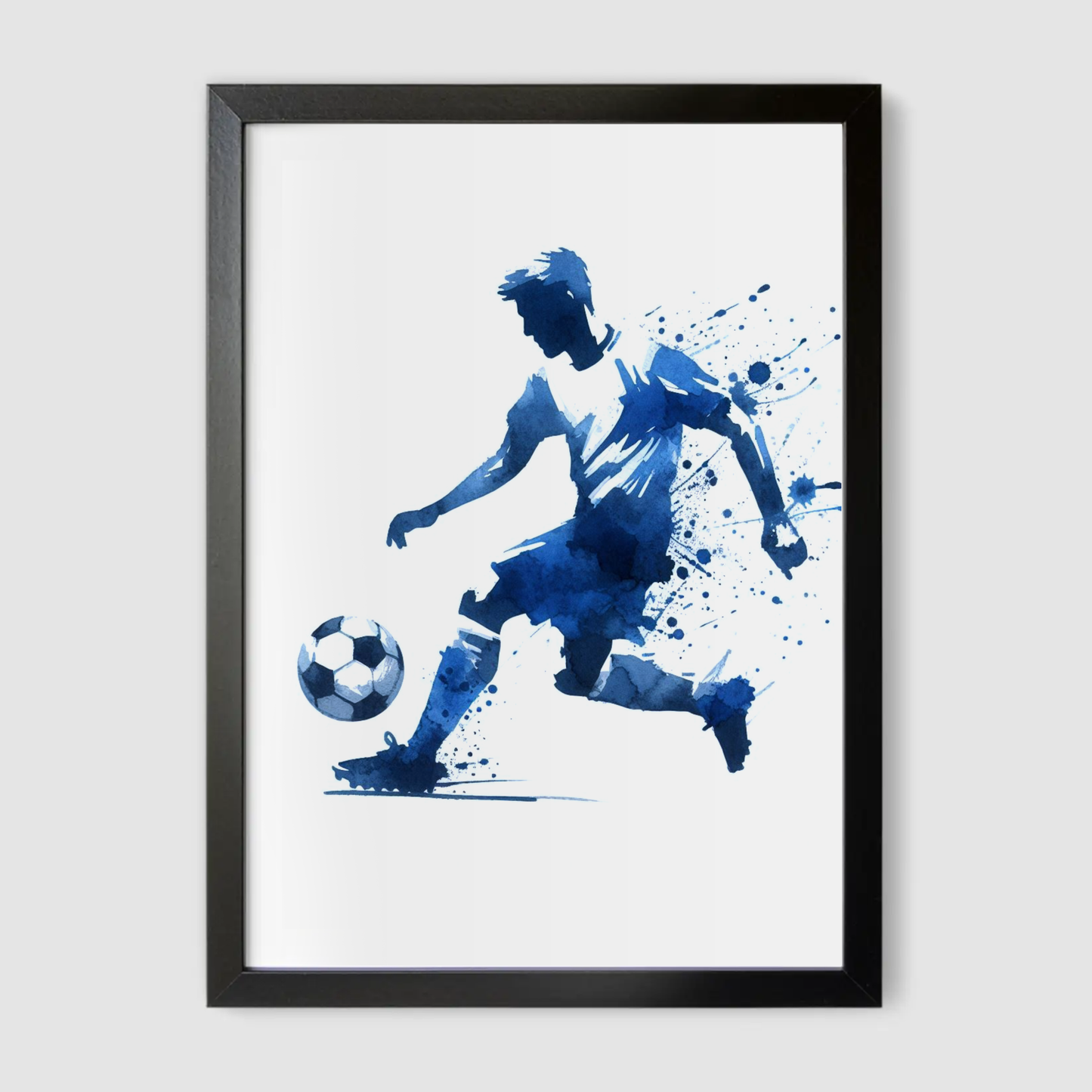 Blue & White Footballer Print - Football Collection