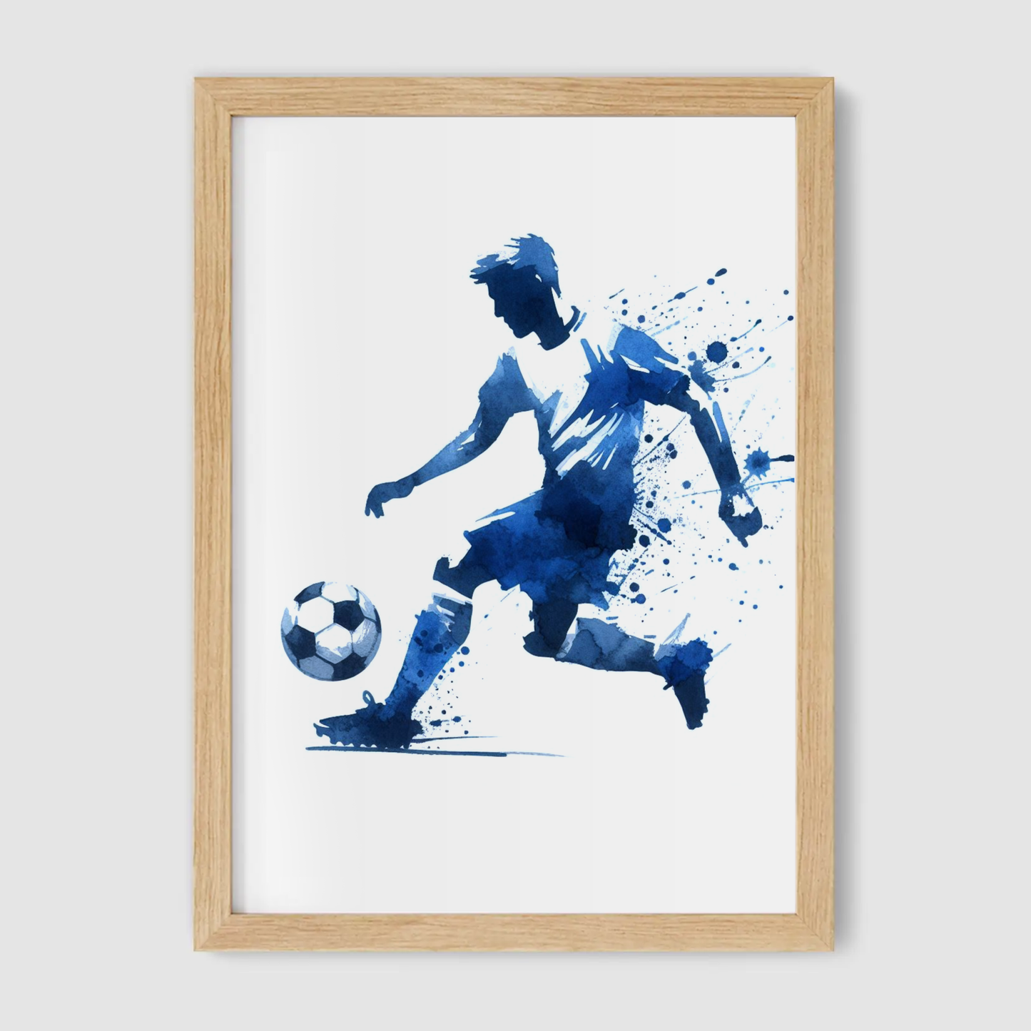 Blue & White Footballer Print - Football Collection