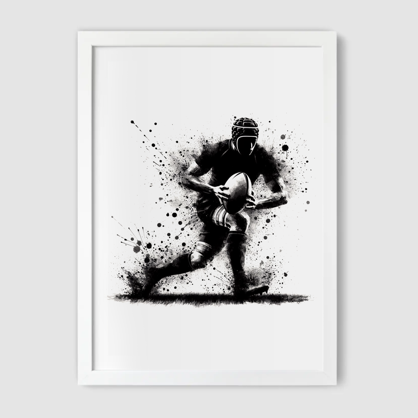 Black Watercolour Rugby Player Print - Rugby Collection