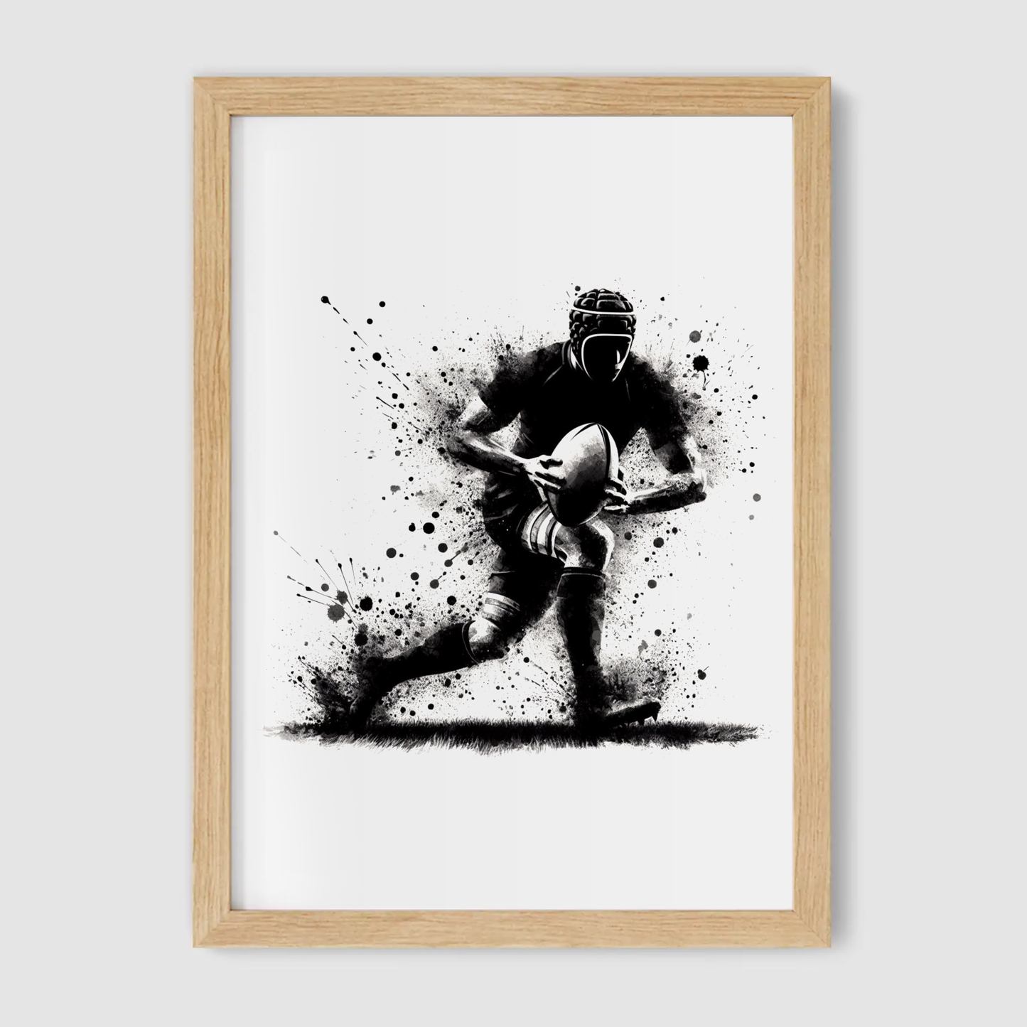 Black Watercolour Rugby Player Print - Rugby Collection