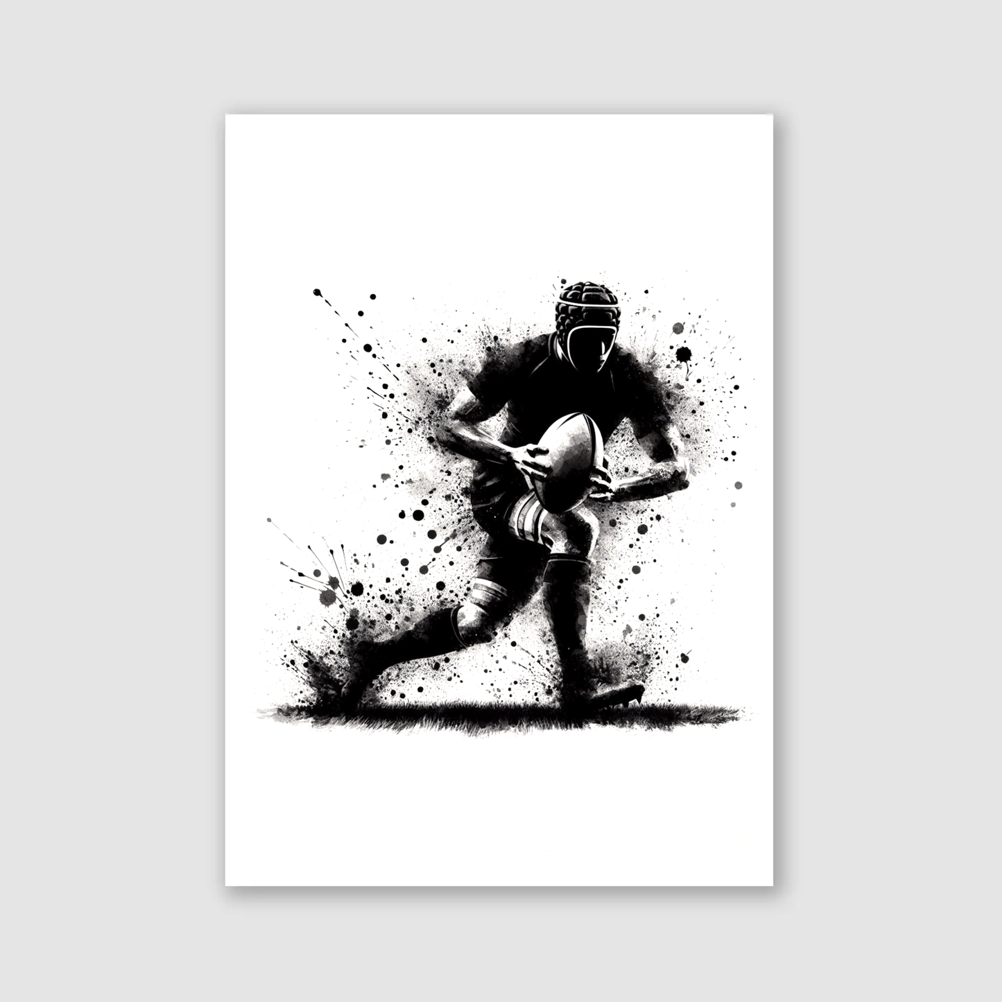 Black Watercolour Rugby Player Print - Rugby Collection