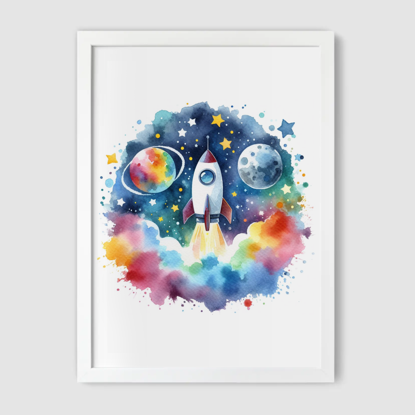 Colourful Rocket Print - Nursery Space Collection