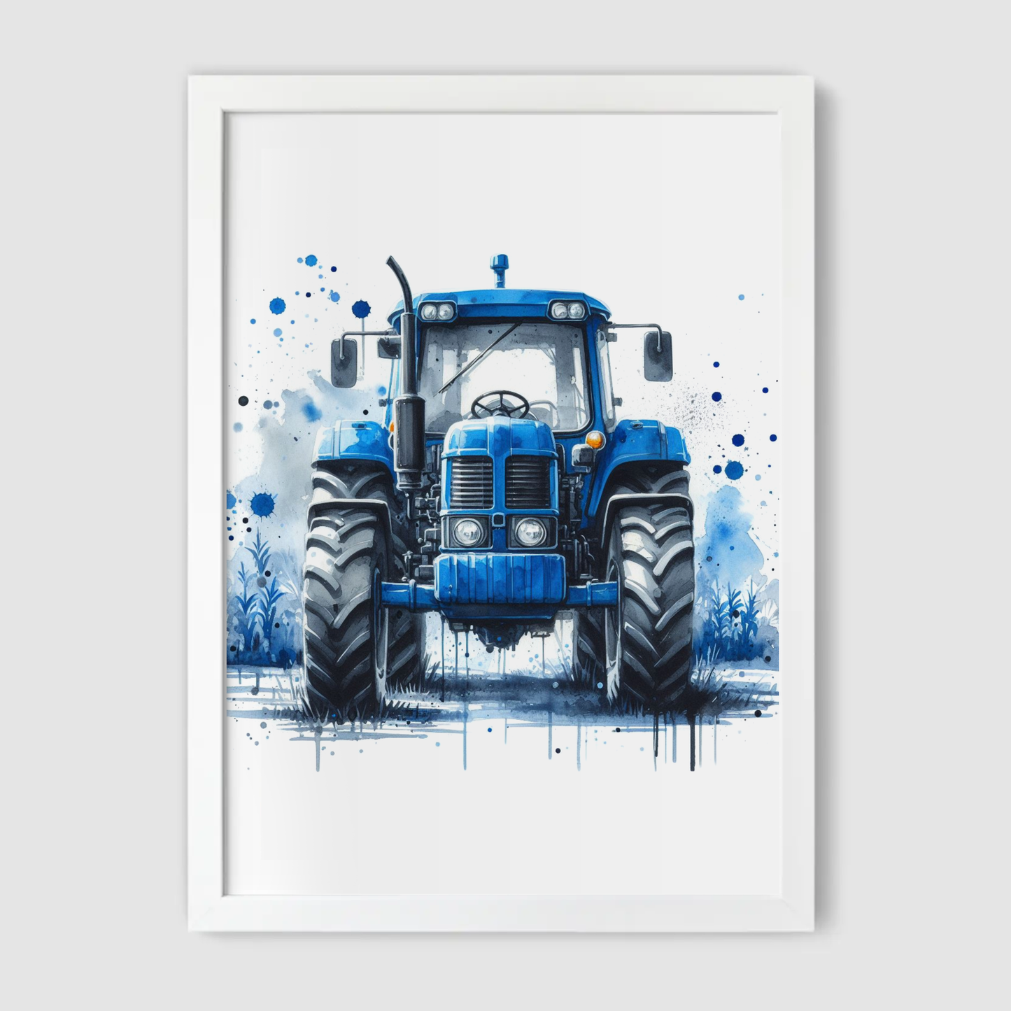 Blue Tractor Print - Construction Collection