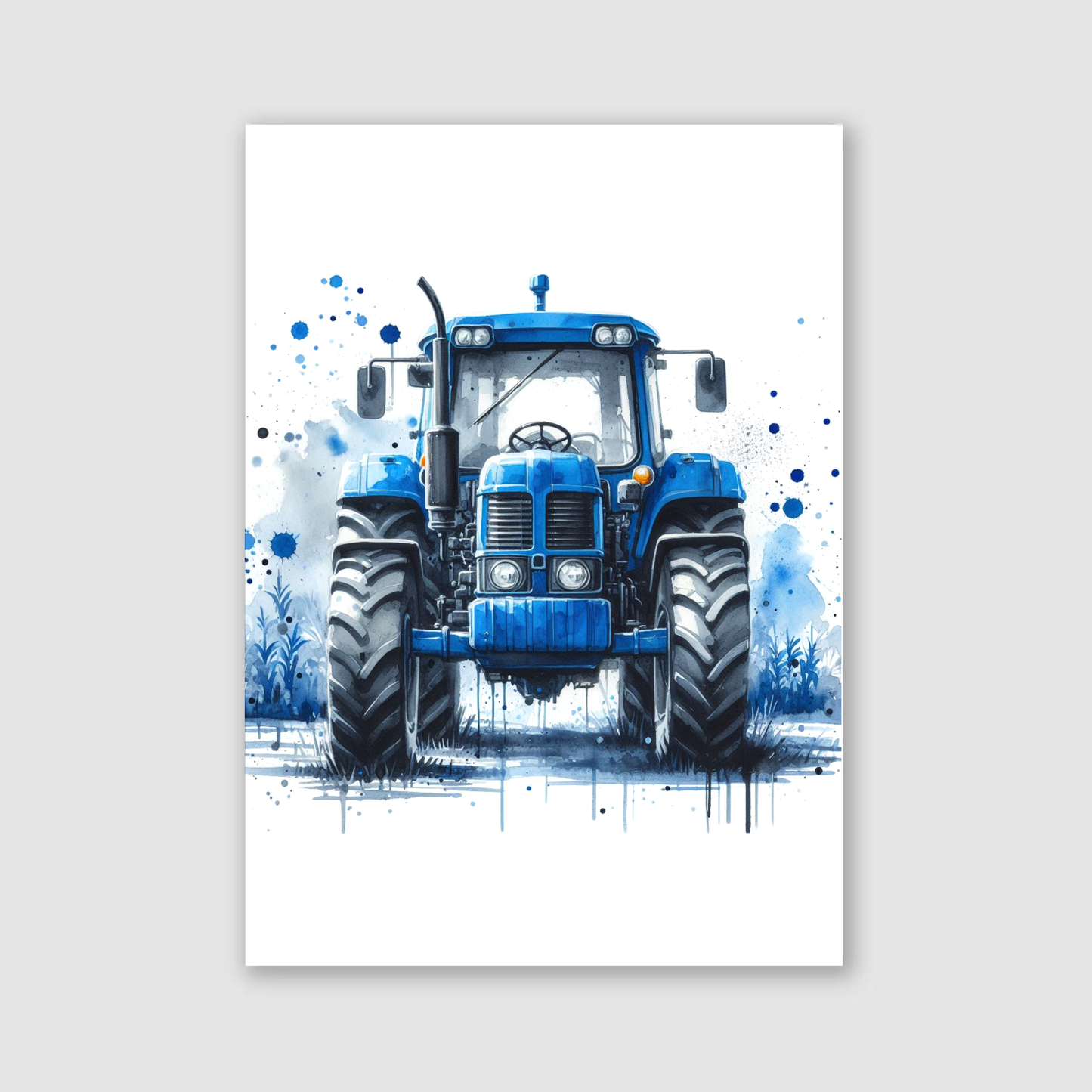Blue Tractor Print - Construction Collection