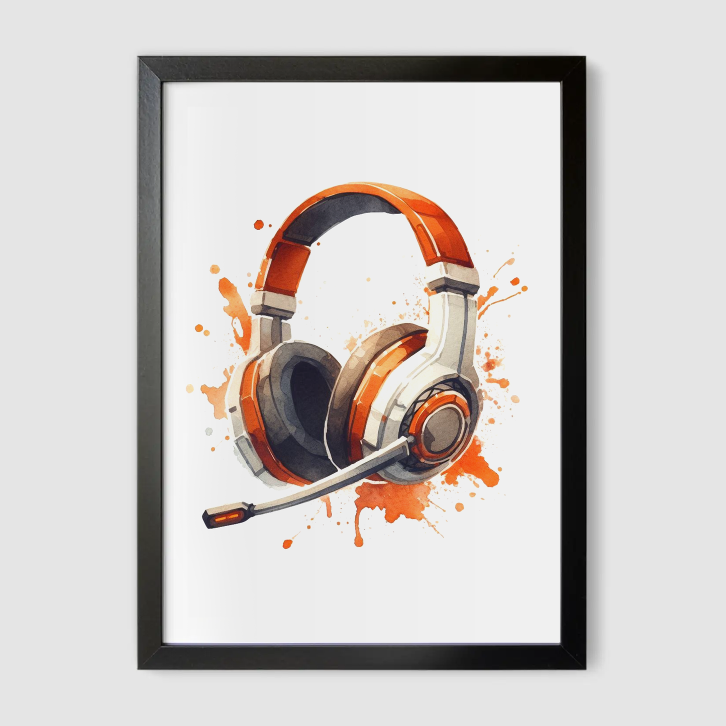 Orange & White Headset Art Print - Gaming Collection