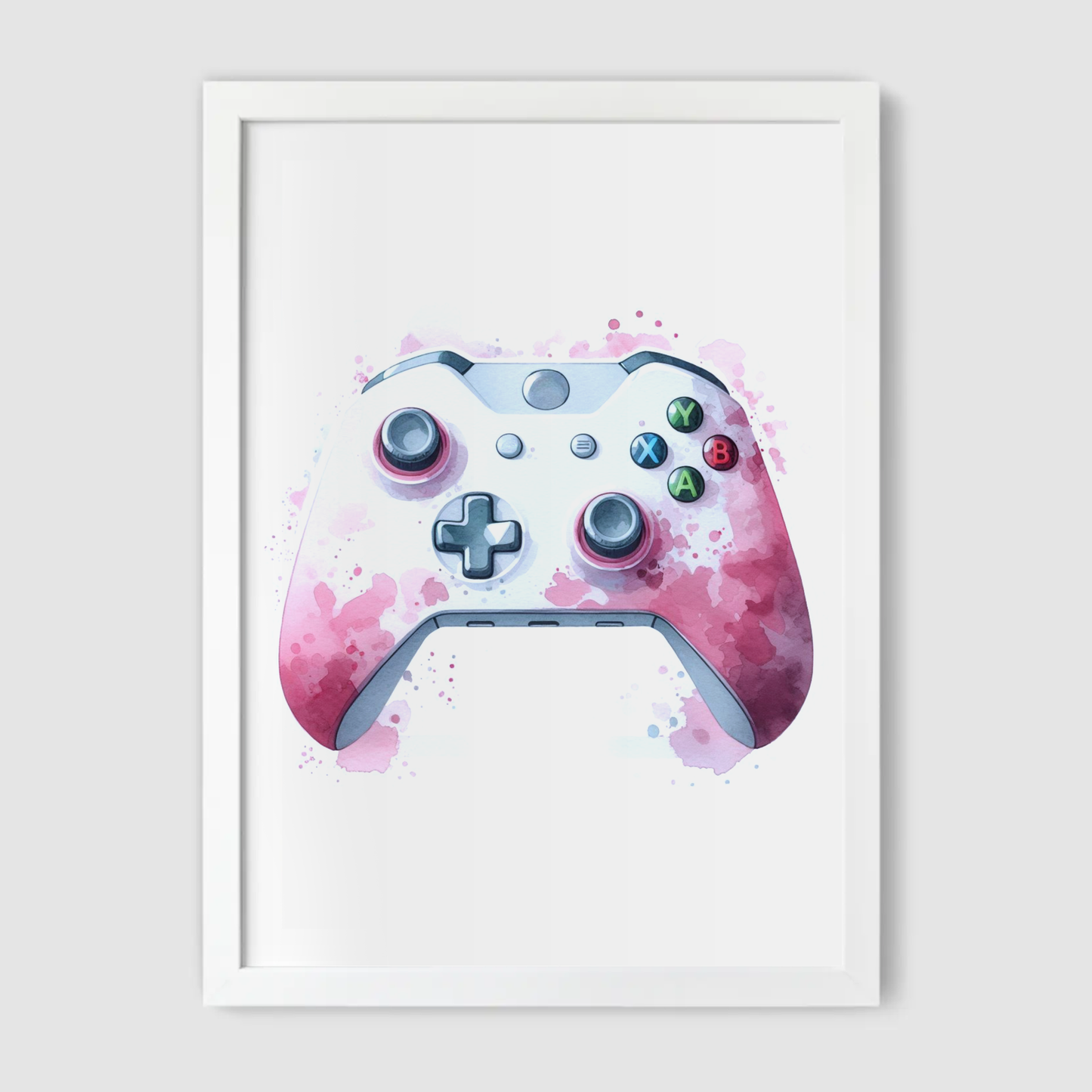 Pink & White Controller Art Print - Gaming Collection