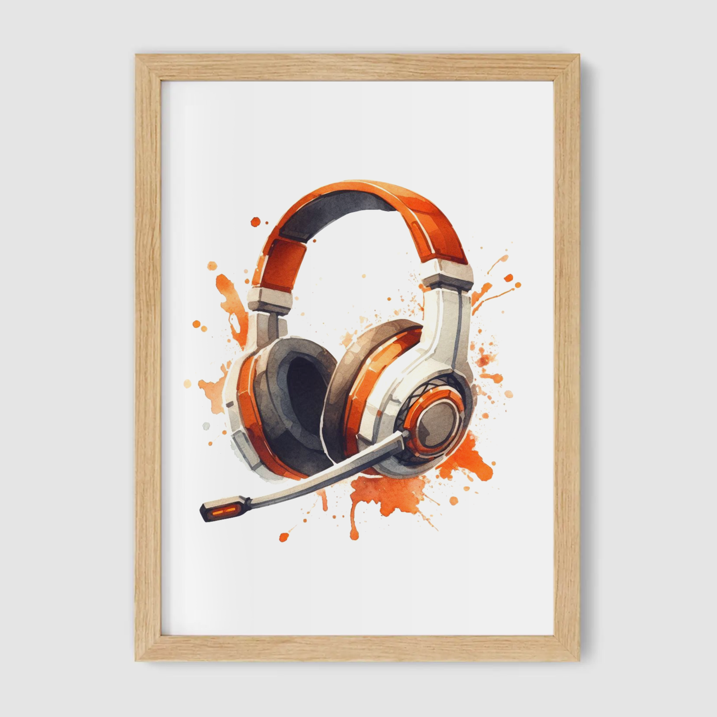 Orange & White Headset Art Print - Gaming Collection