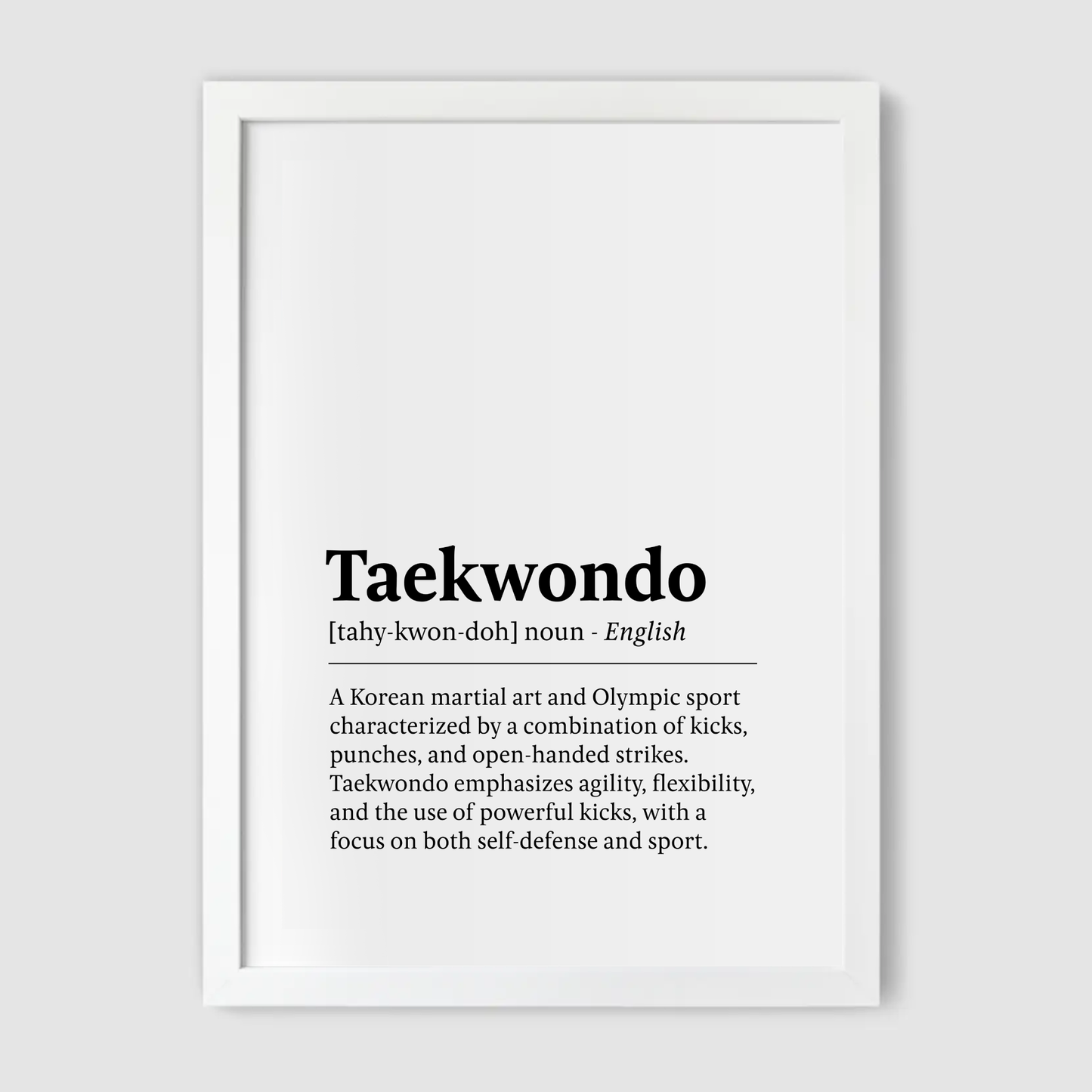 Taekwondo Definition Print - Combat Collection