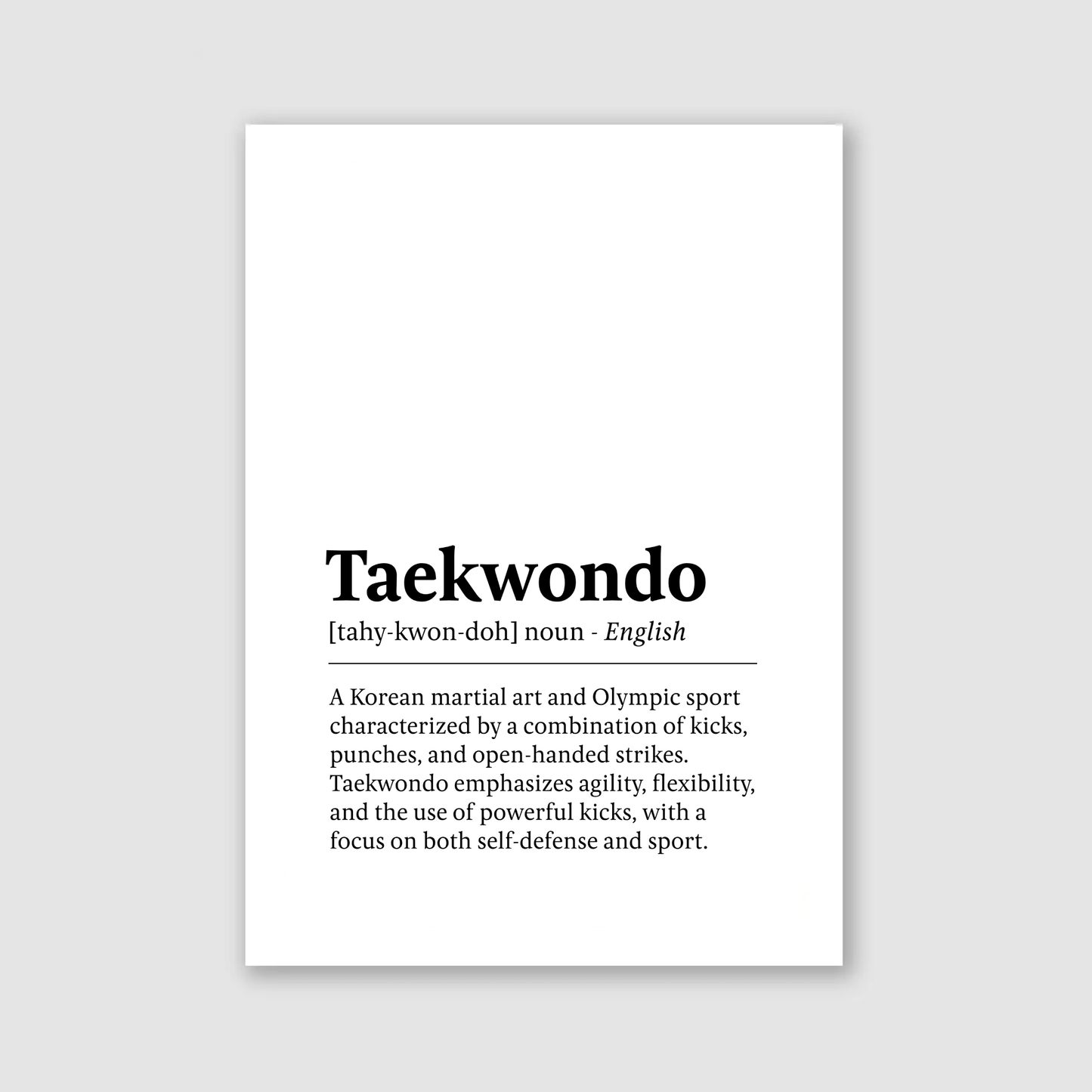 Taekwondo Definition Print - Combat Collection