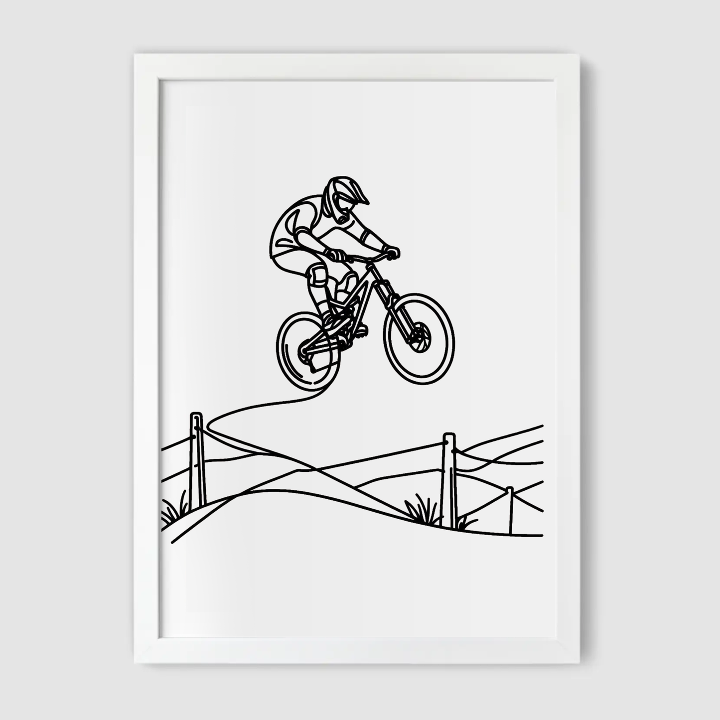 Mountain Biker Line Art Print - Biking & BMX Collection