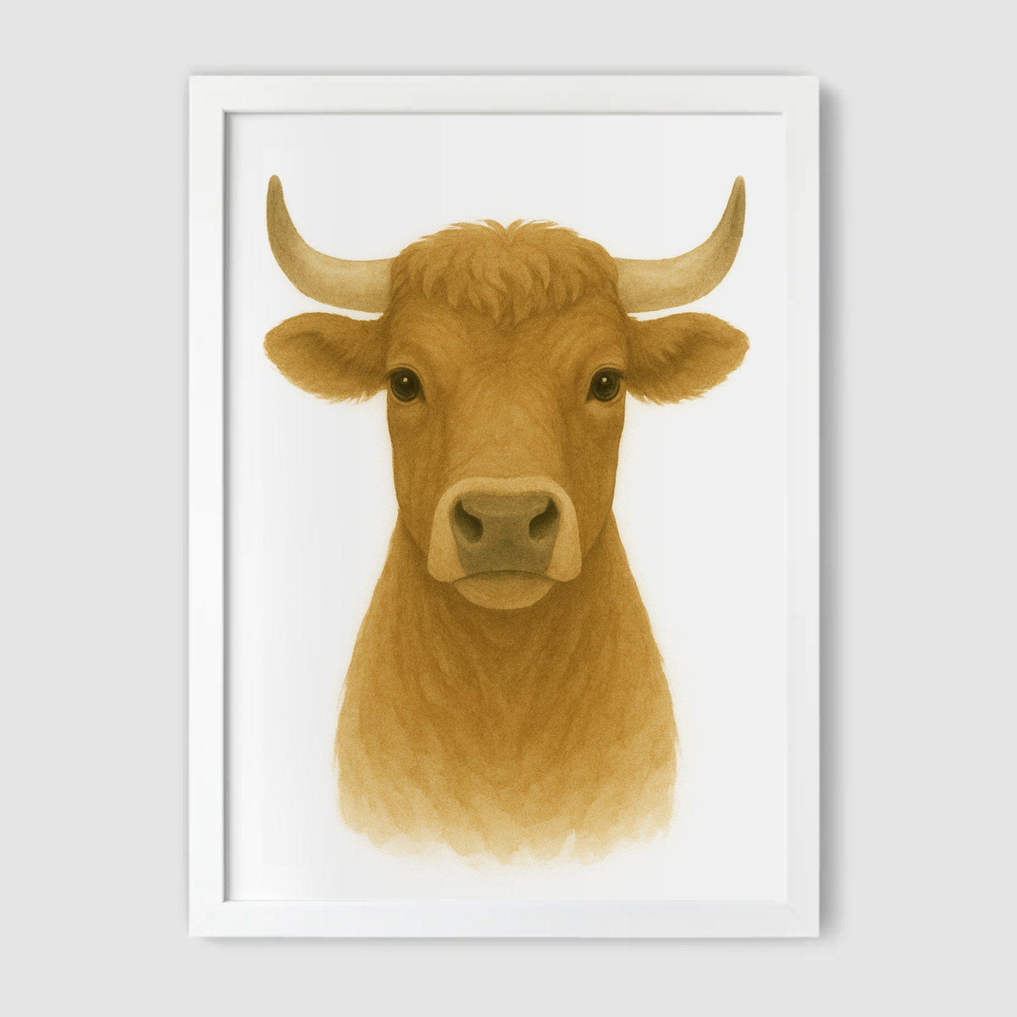 Horned Cow Print - Nursery Farmyard Animals Collection