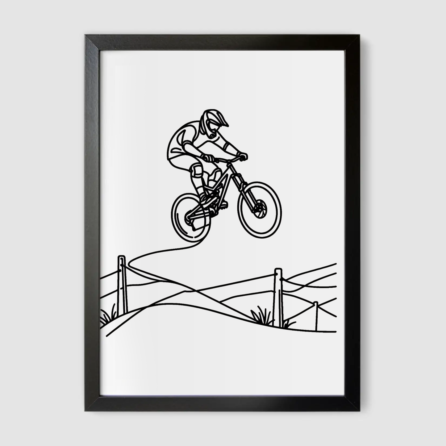 Mountain Biker Line Art Print - Biking & BMX Collection