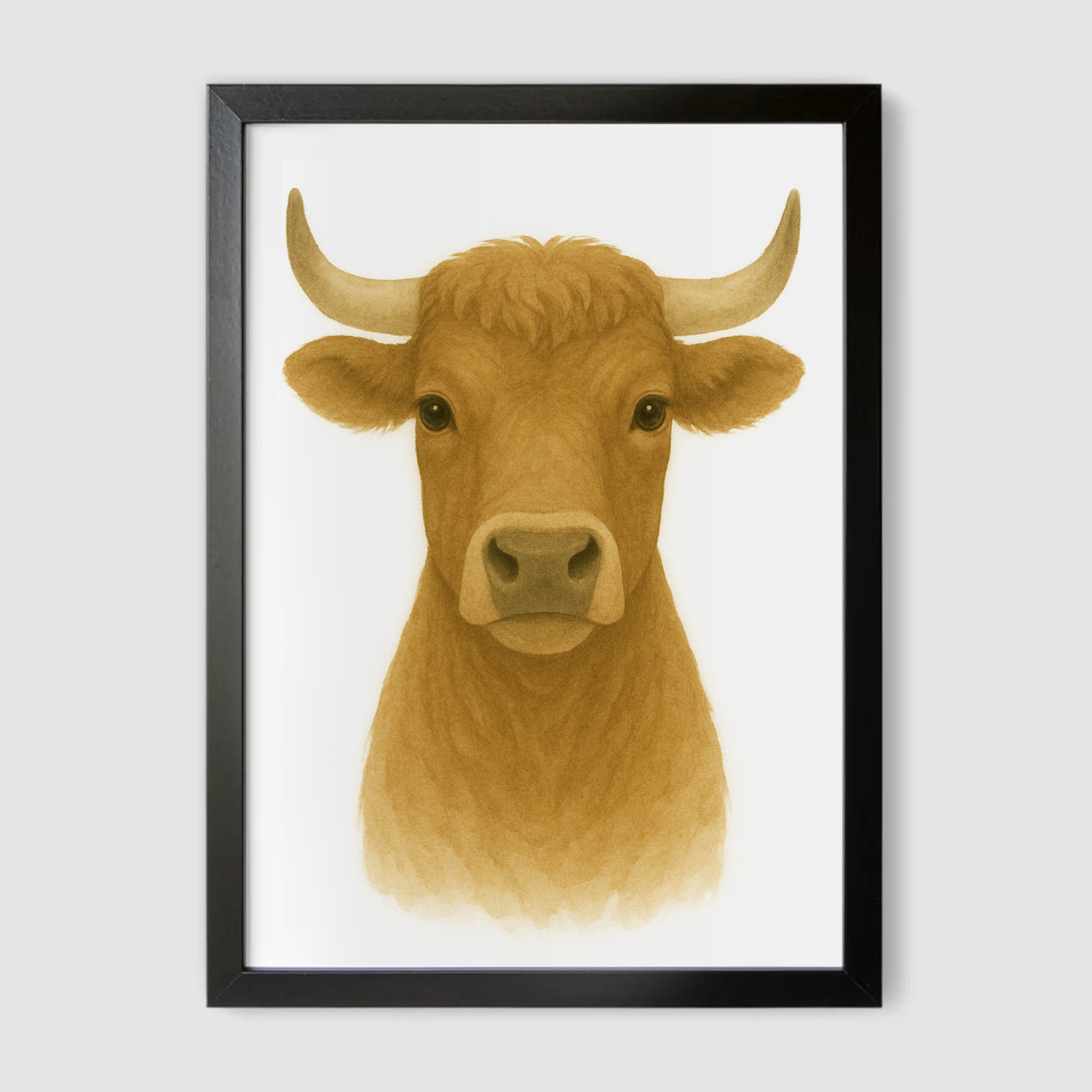 Horned Cow Print - Nursery Farmyard Animals Collection