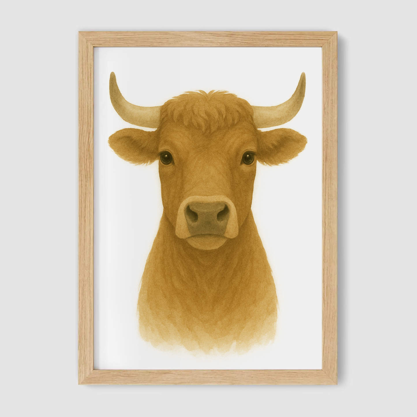 Horned Cow Print - Nursery Farmyard Animals Collection
