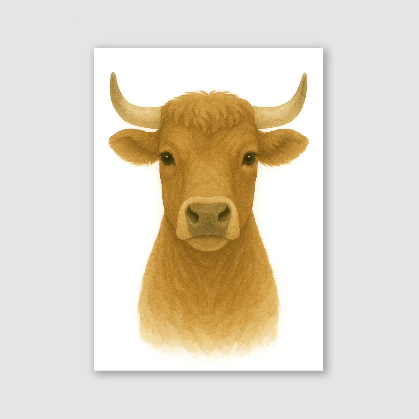 Horned Cow Print - Nursery Farmyard Animals Collection