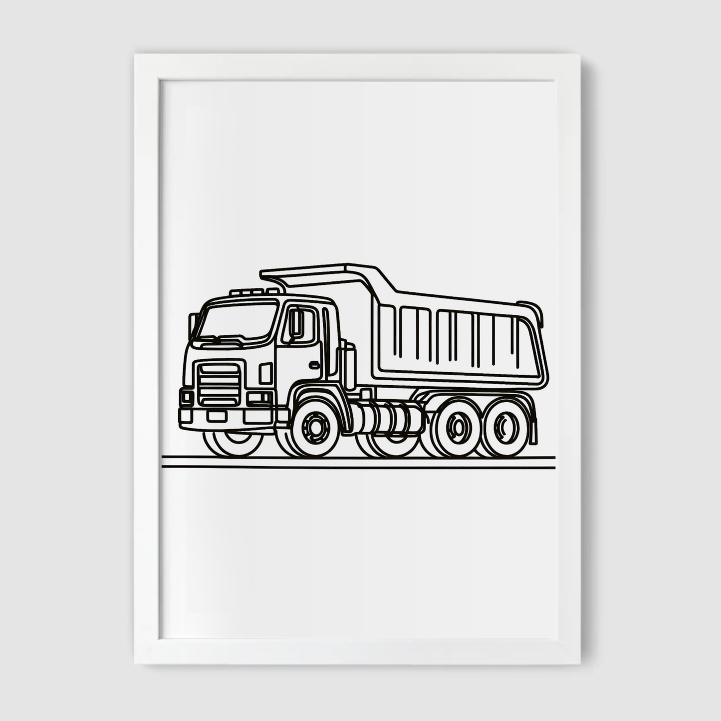 Dump Truck Line Art Print - Construction Collection
