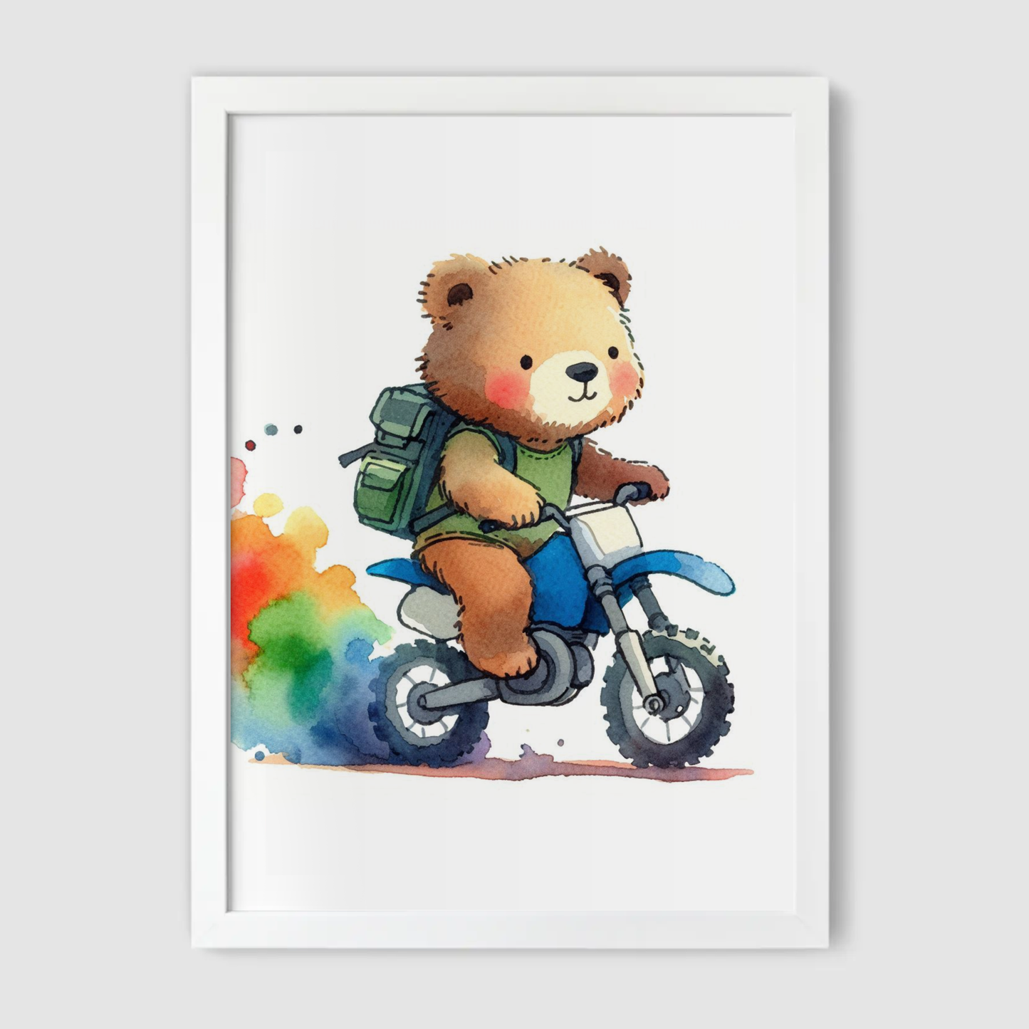Bear Biker Print - Animal Motorbike Nursery Collection