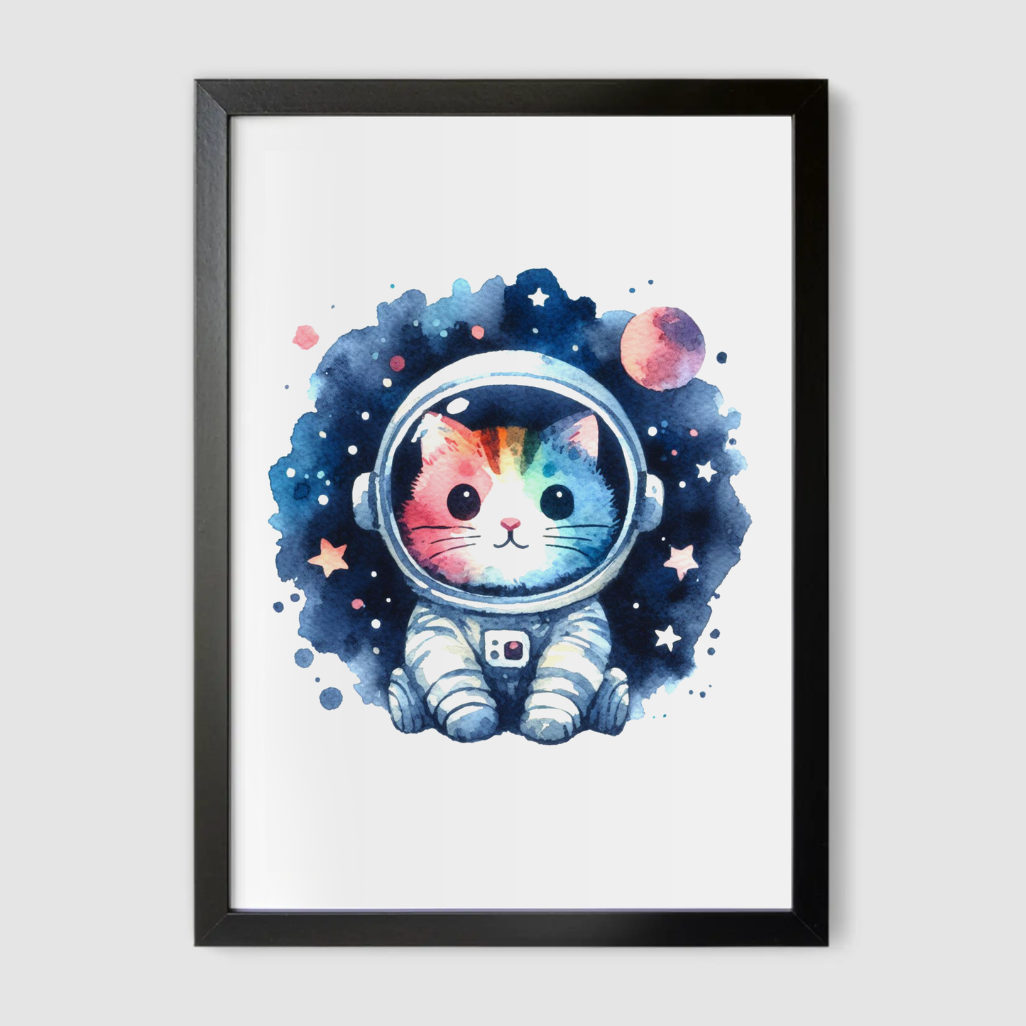 Kitten Spaceman Print - Nursery Space Collection