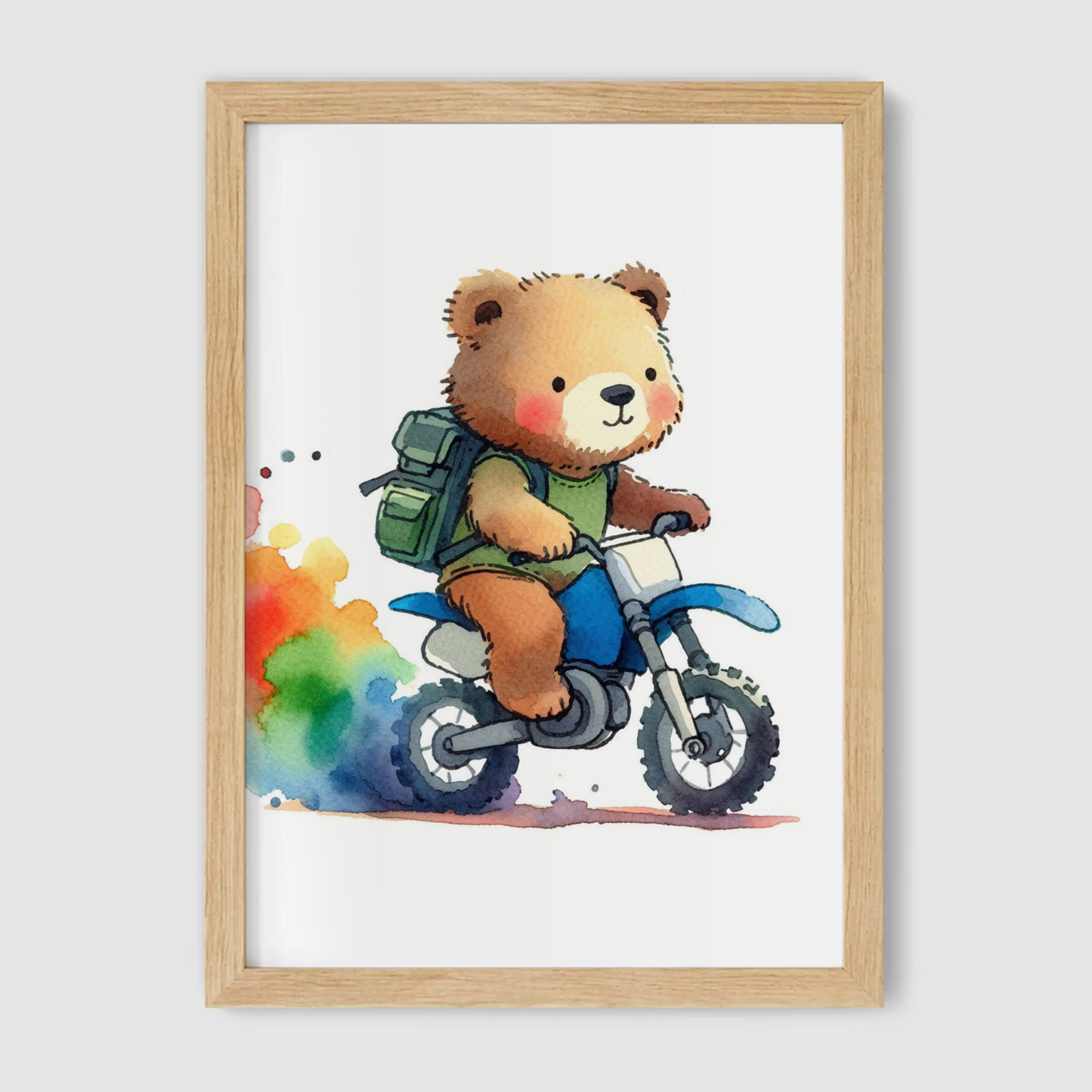 Bear Biker Print - Animal Motorbike Nursery Collection